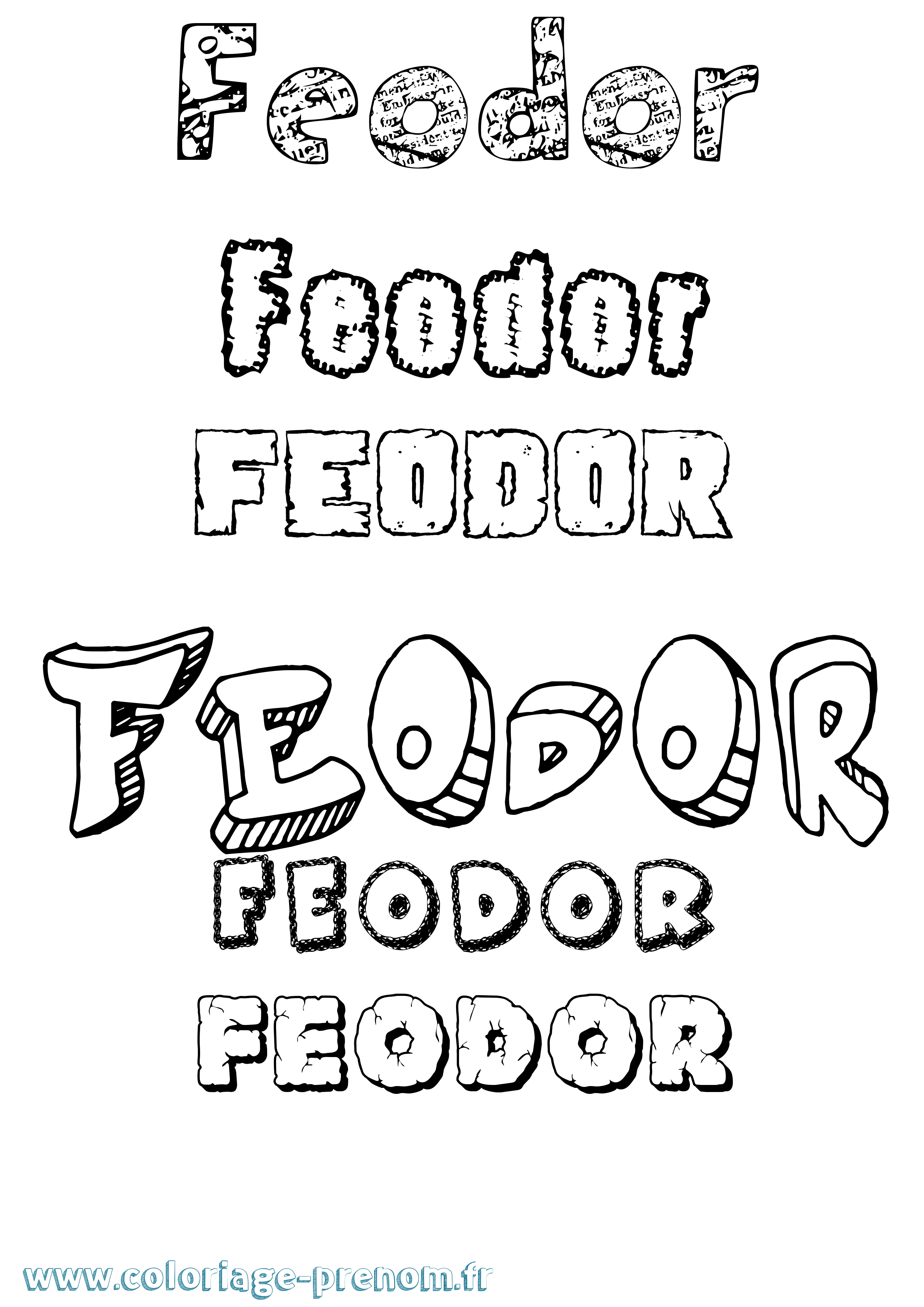 Coloriage prénom Feodor Destructuré