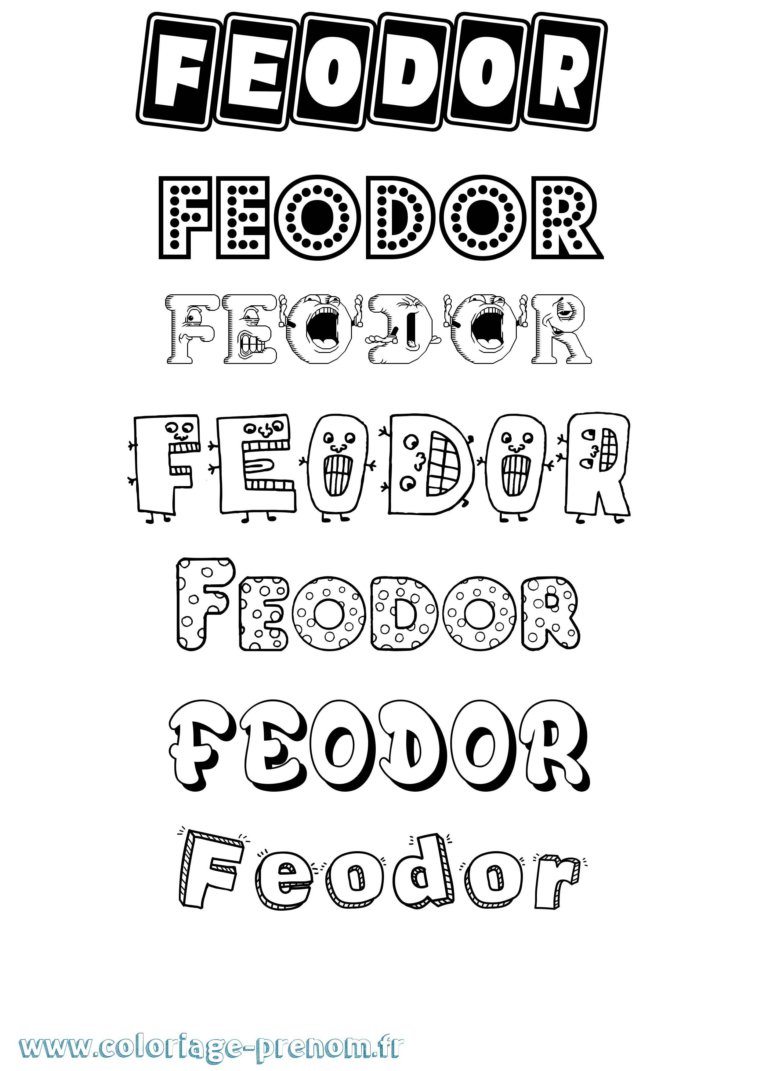 Coloriage prénom Feodor Fun