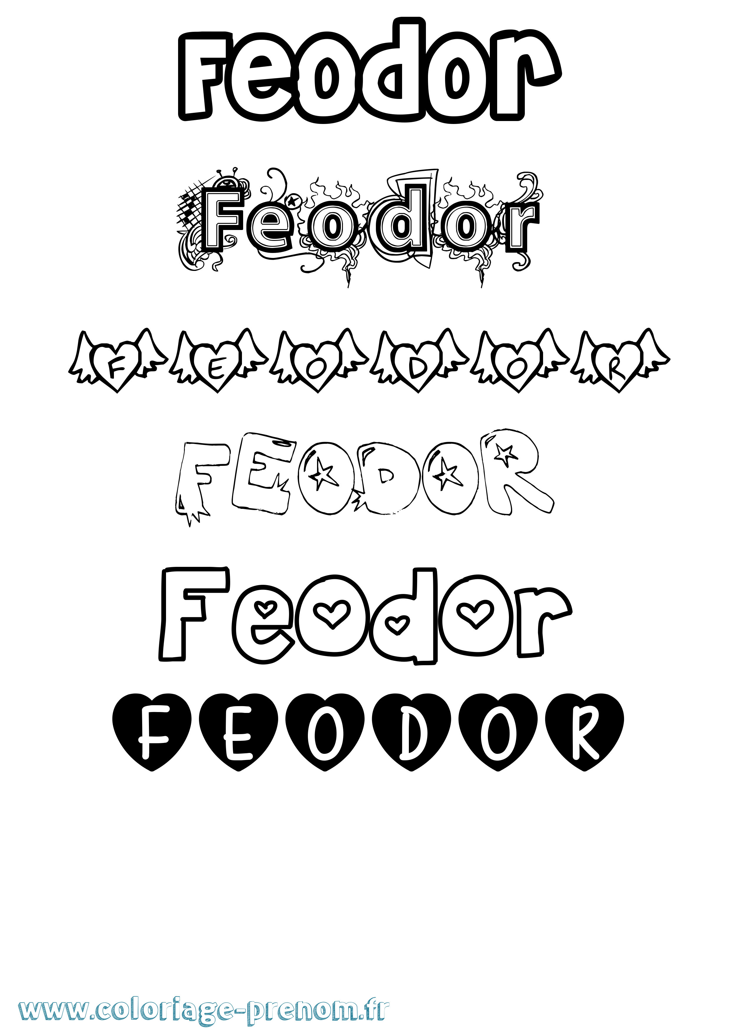 Coloriage Feodor Girly Coloriage prénom Feodor Girly