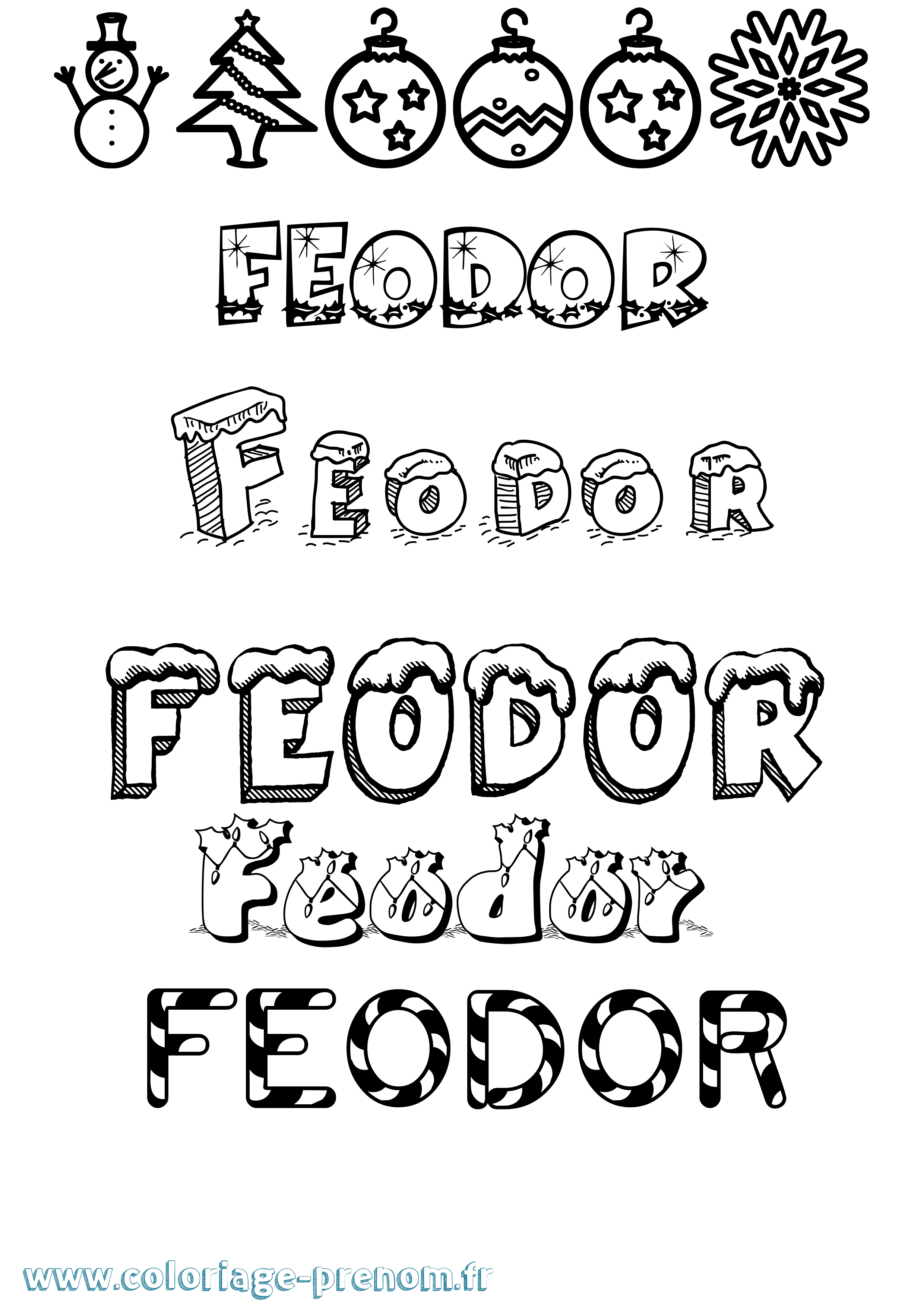 Coloriage prénom Feodor Noël