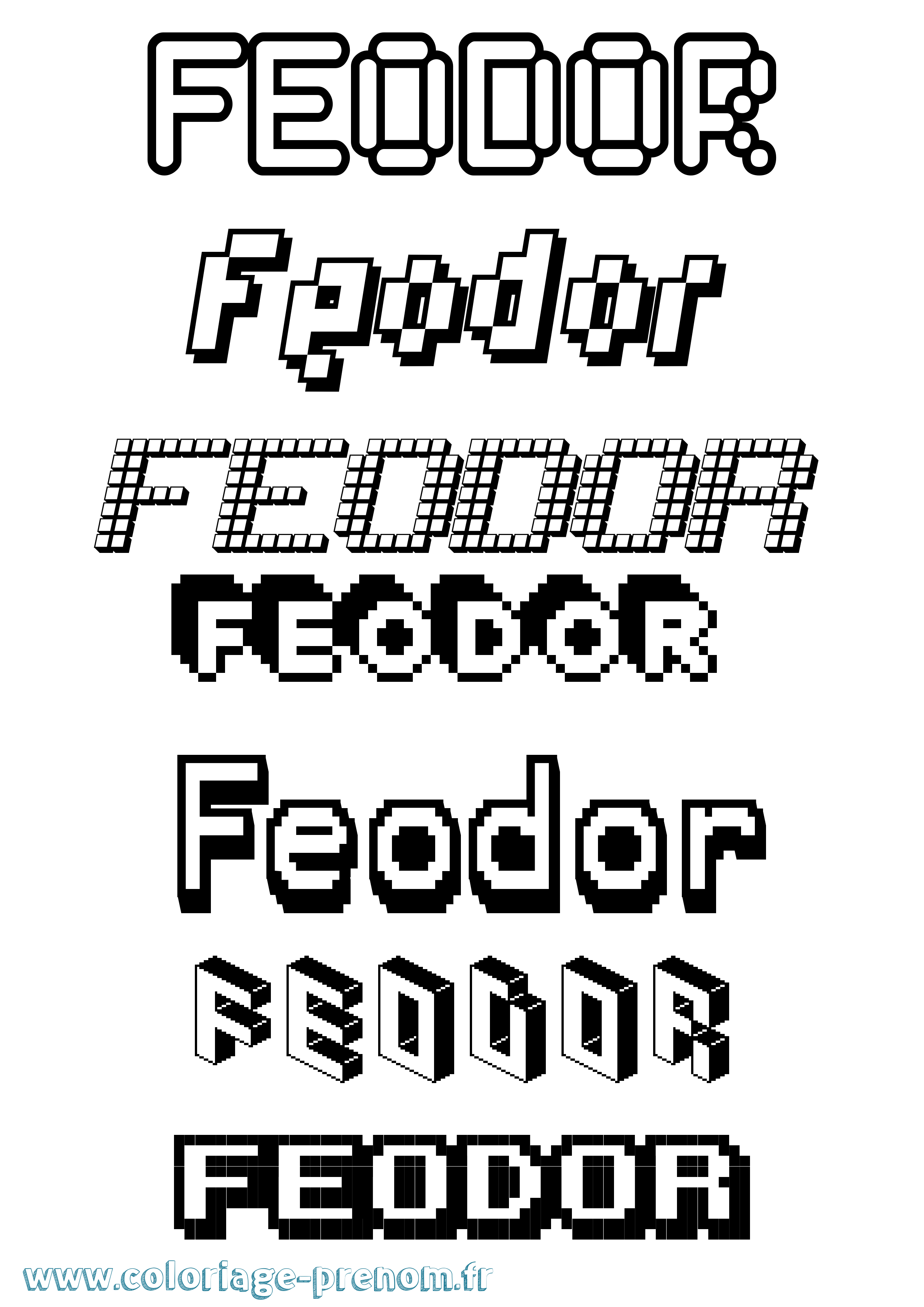 Coloriage prénom Feodor Pixel