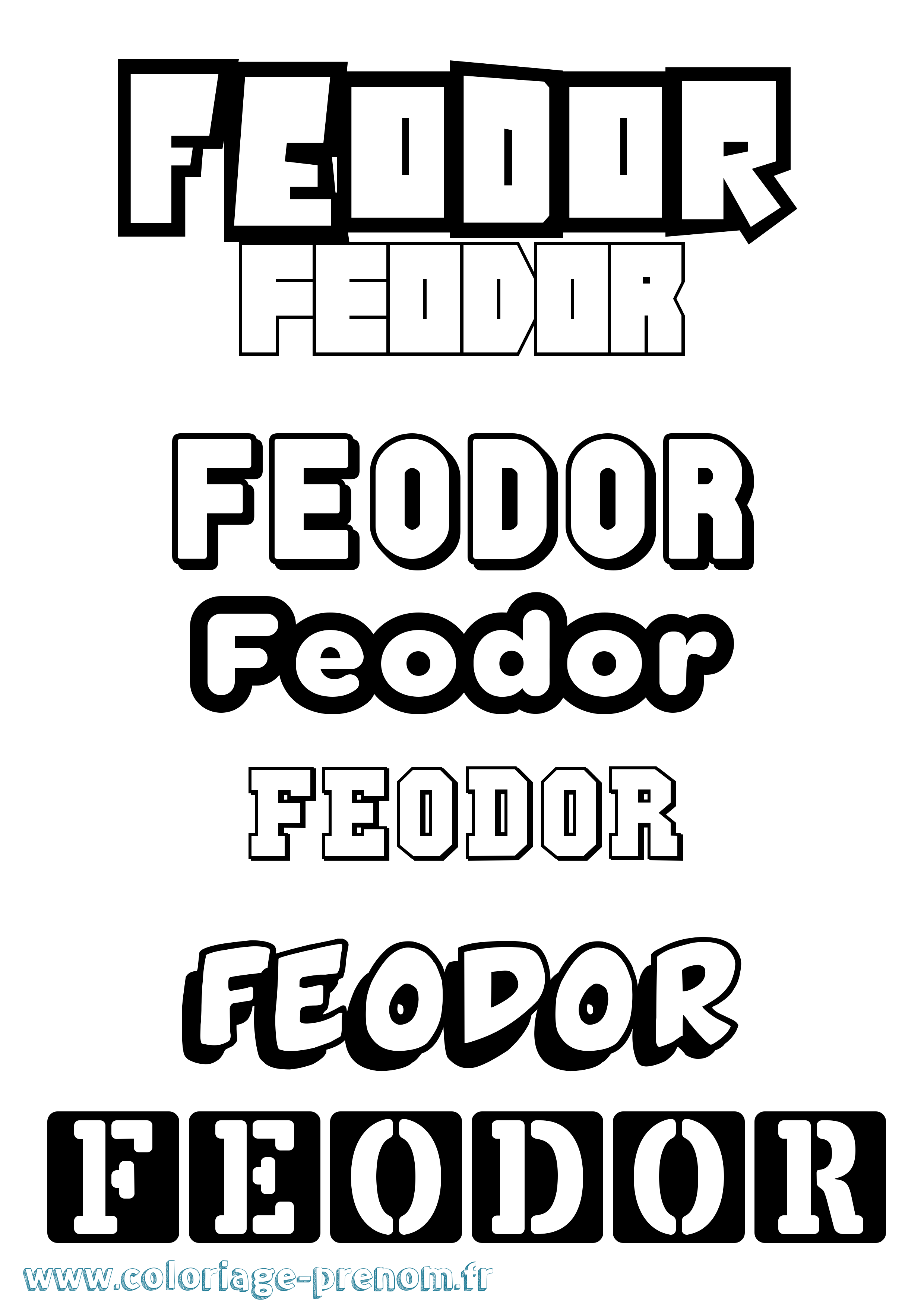 Coloriage prénom Feodor Simple