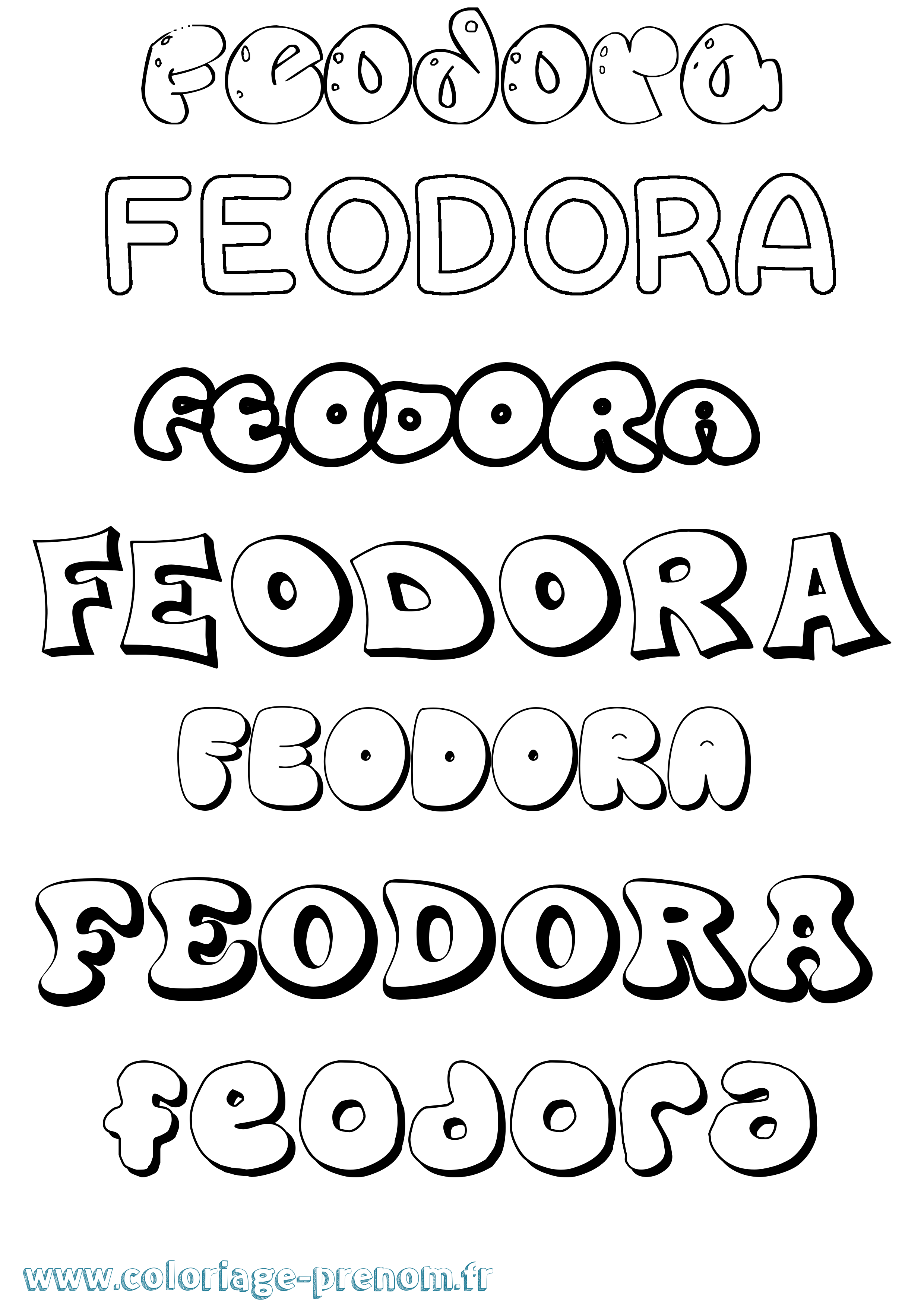 Coloriage prénom Feodora Bubble