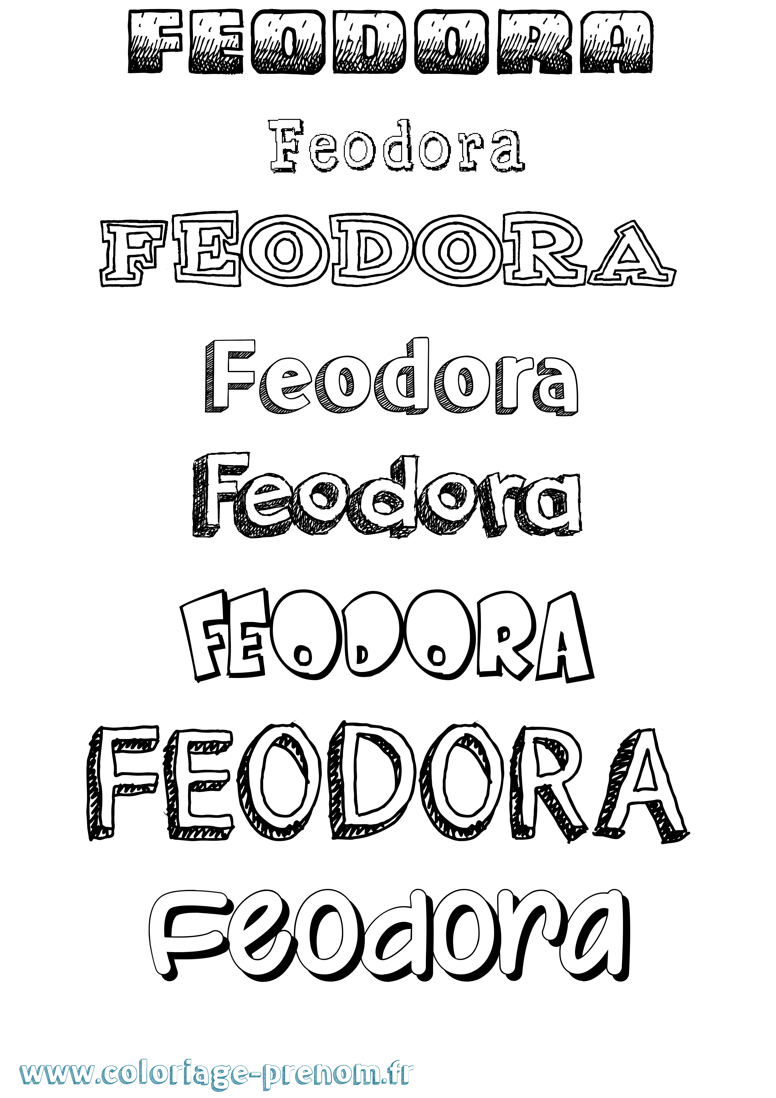 Coloriage prénom Feodora Dessiné