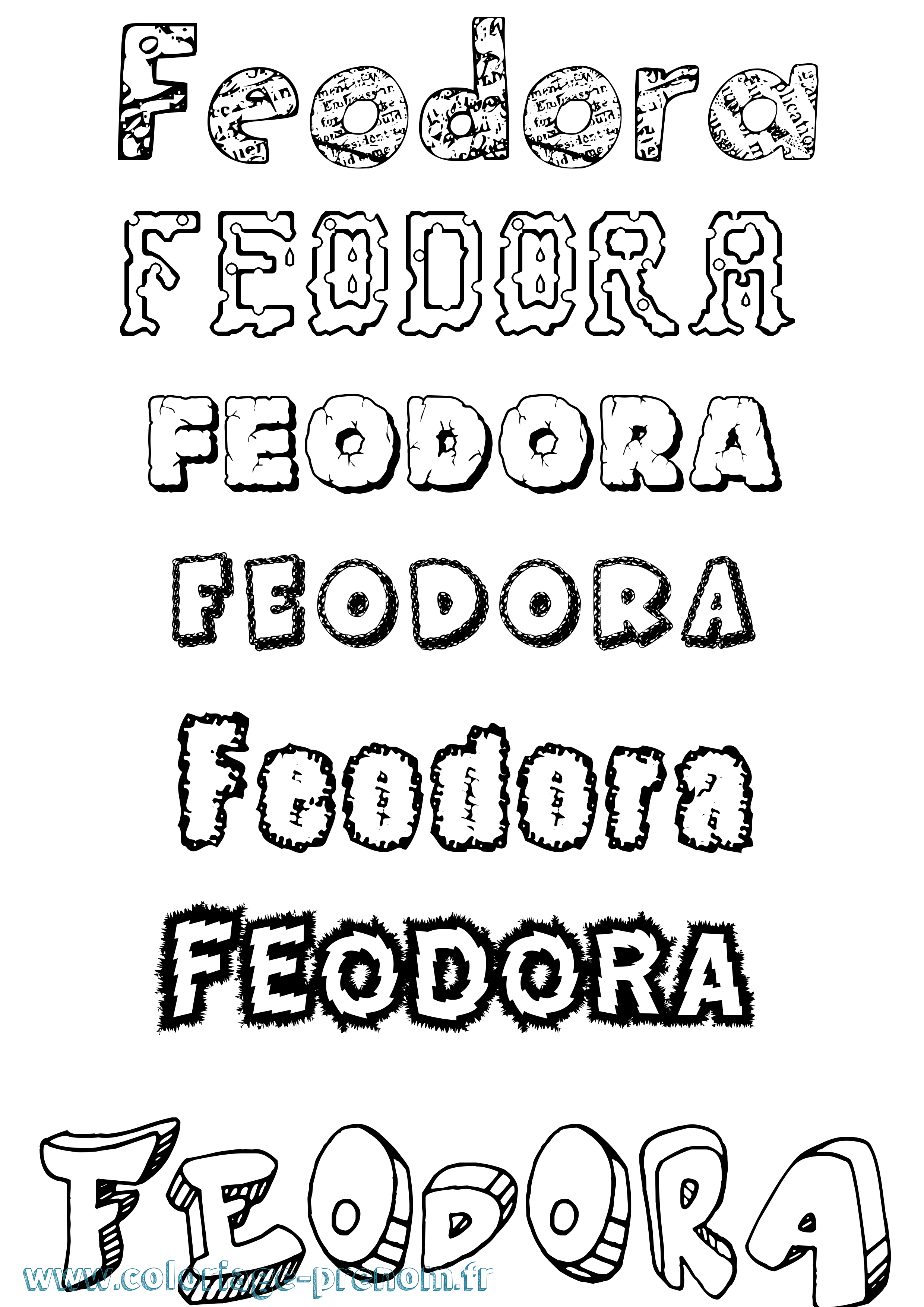 Coloriage prénom Feodora Destructuré