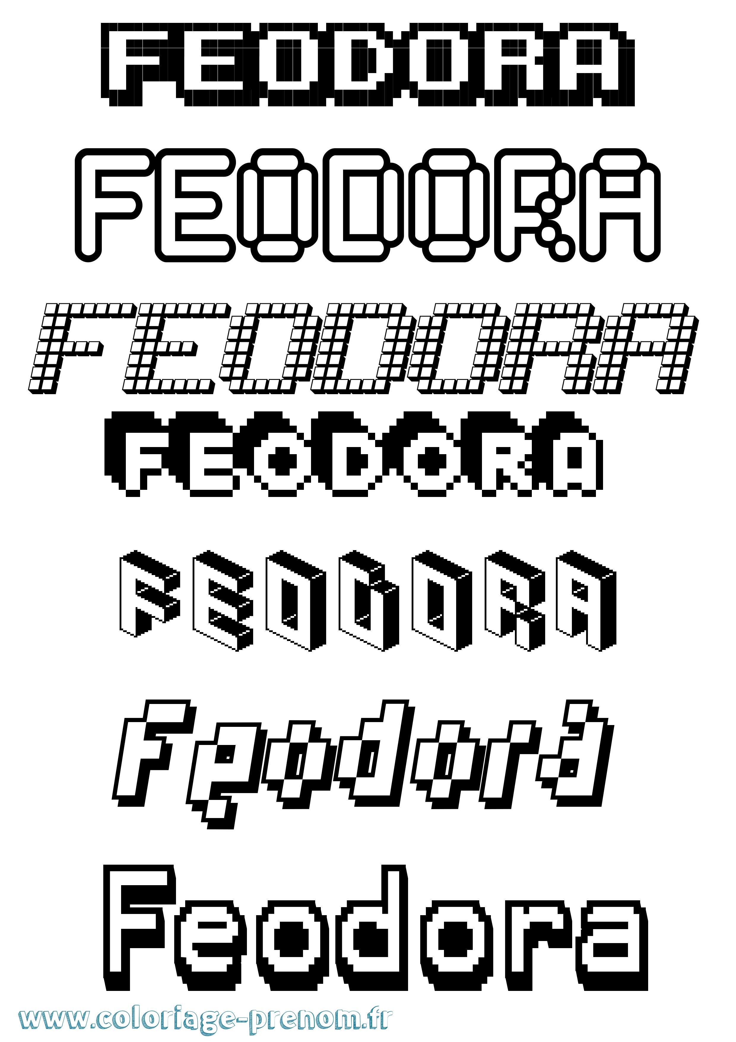 Coloriage prénom Feodora Pixel