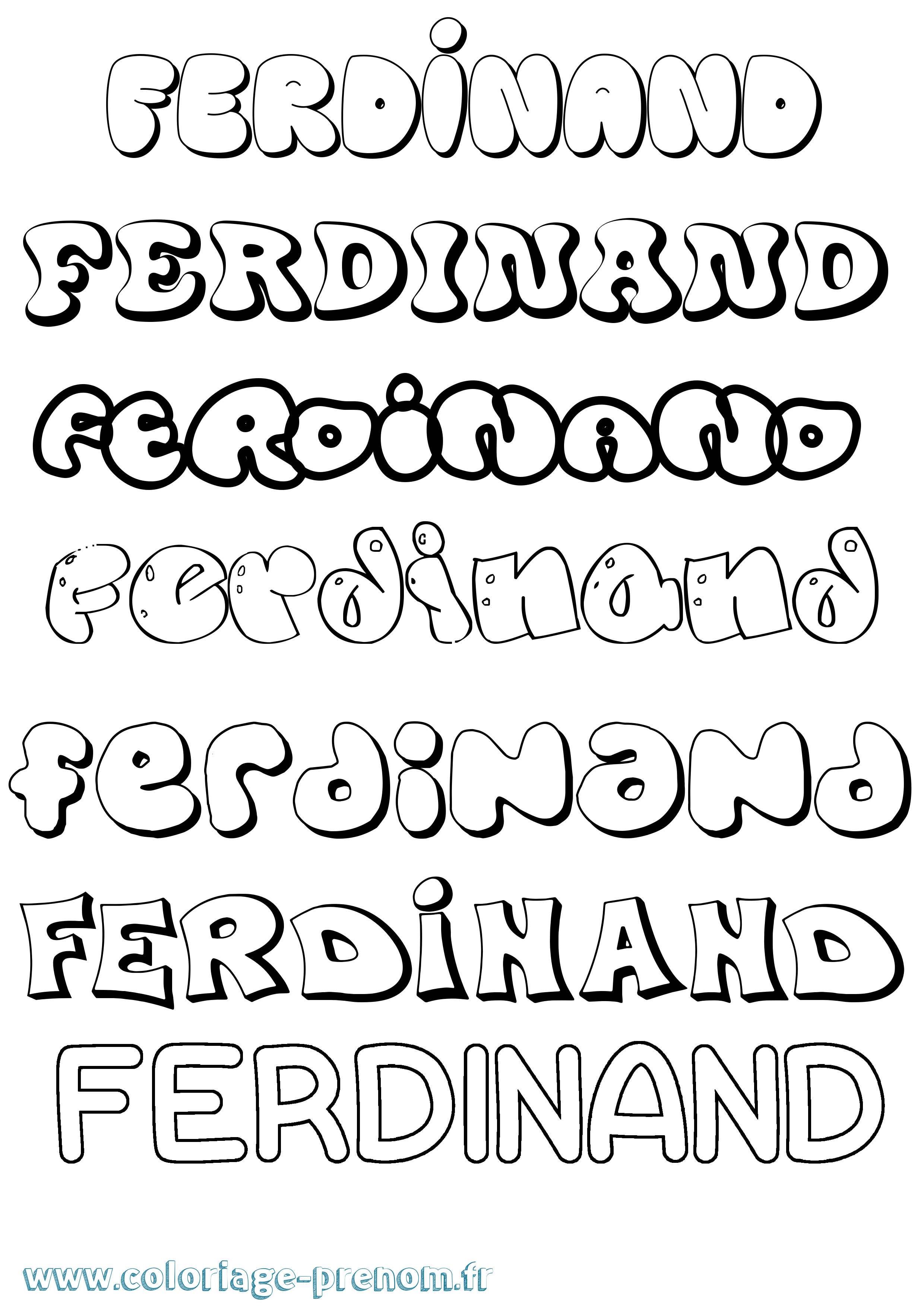 Coloriage prénom Ferdinand Bubble