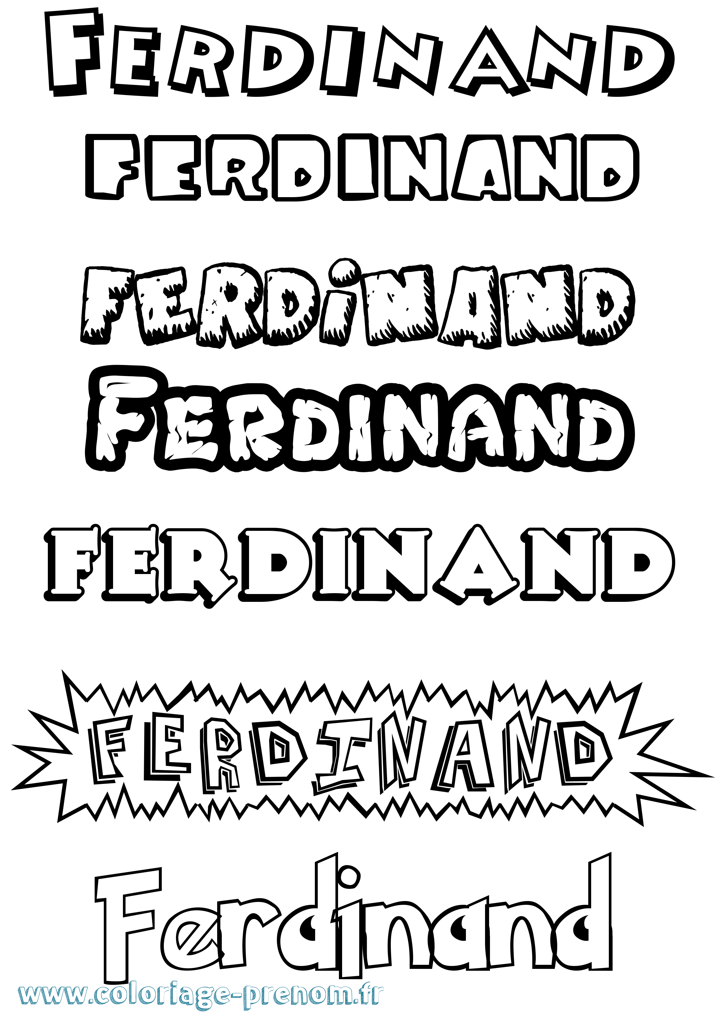 Coloriage prénom Ferdinand Dessin Animé
