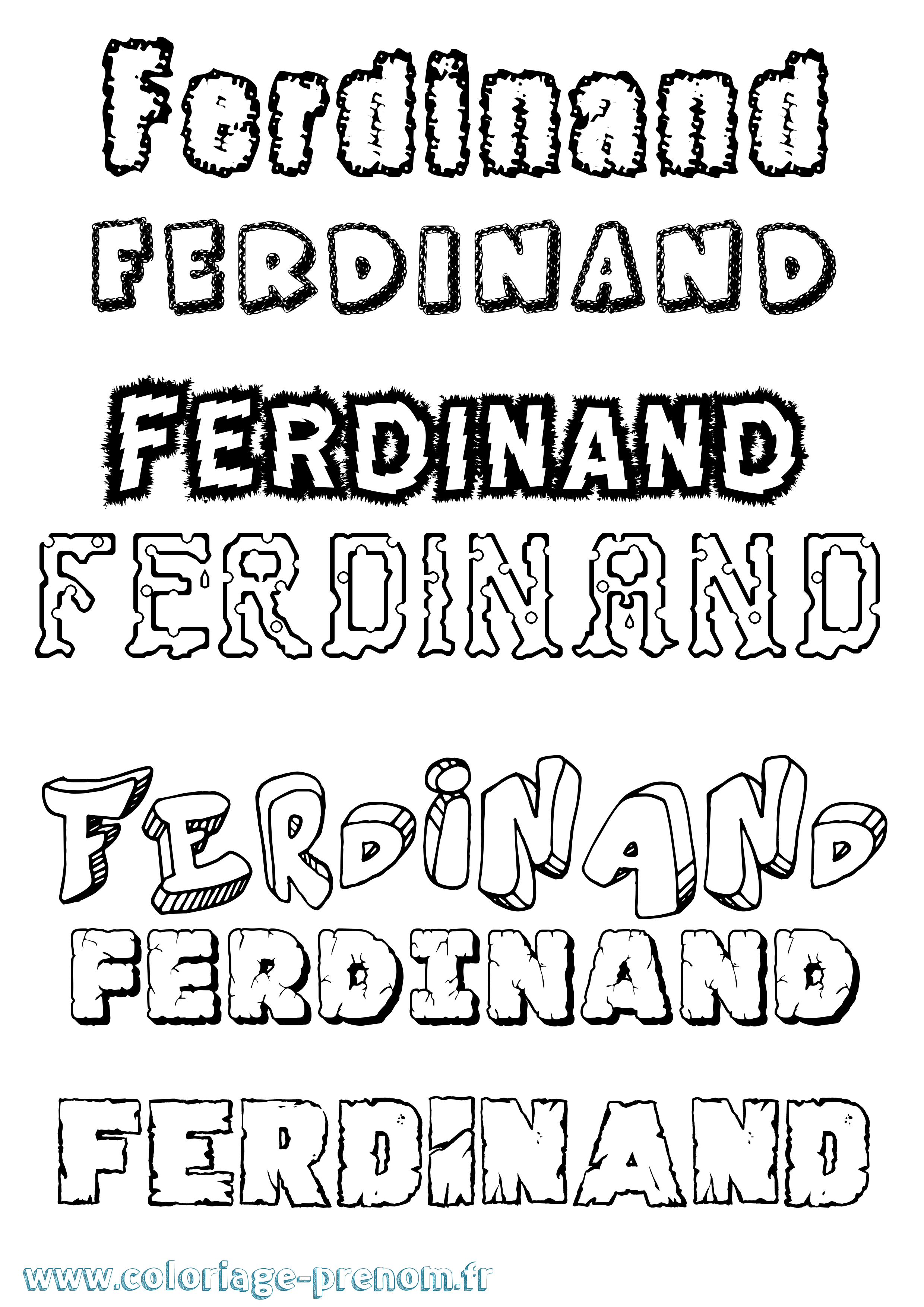 Coloriage prénom Ferdinand Destructuré