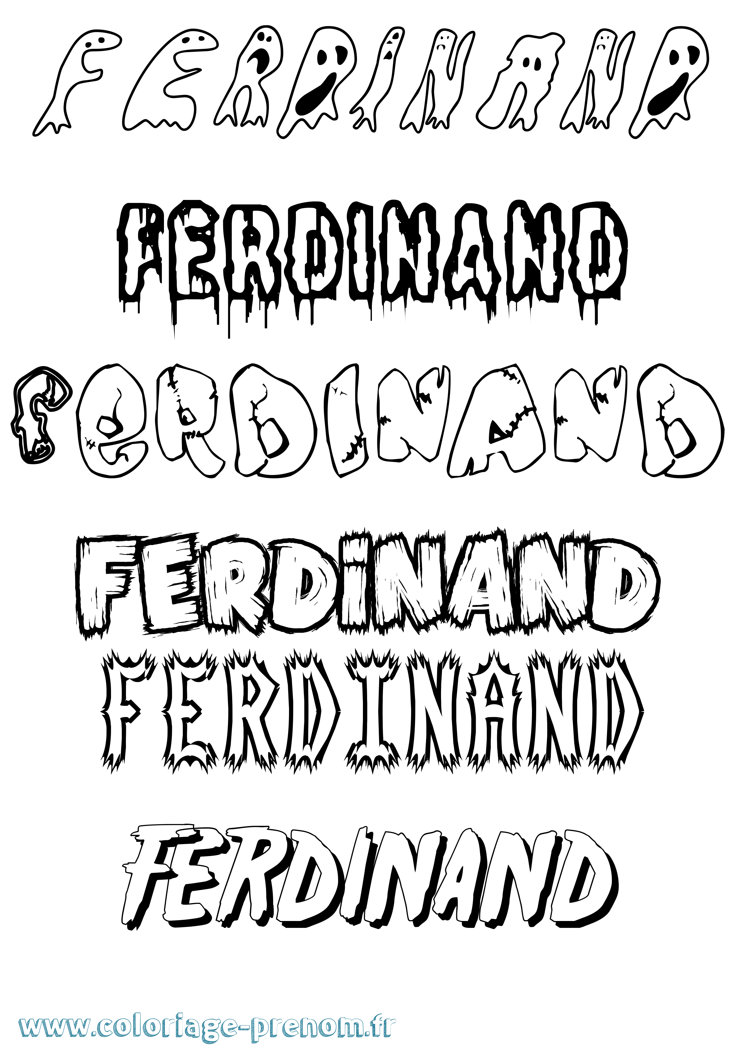 Coloriage prénom Ferdinand Frisson