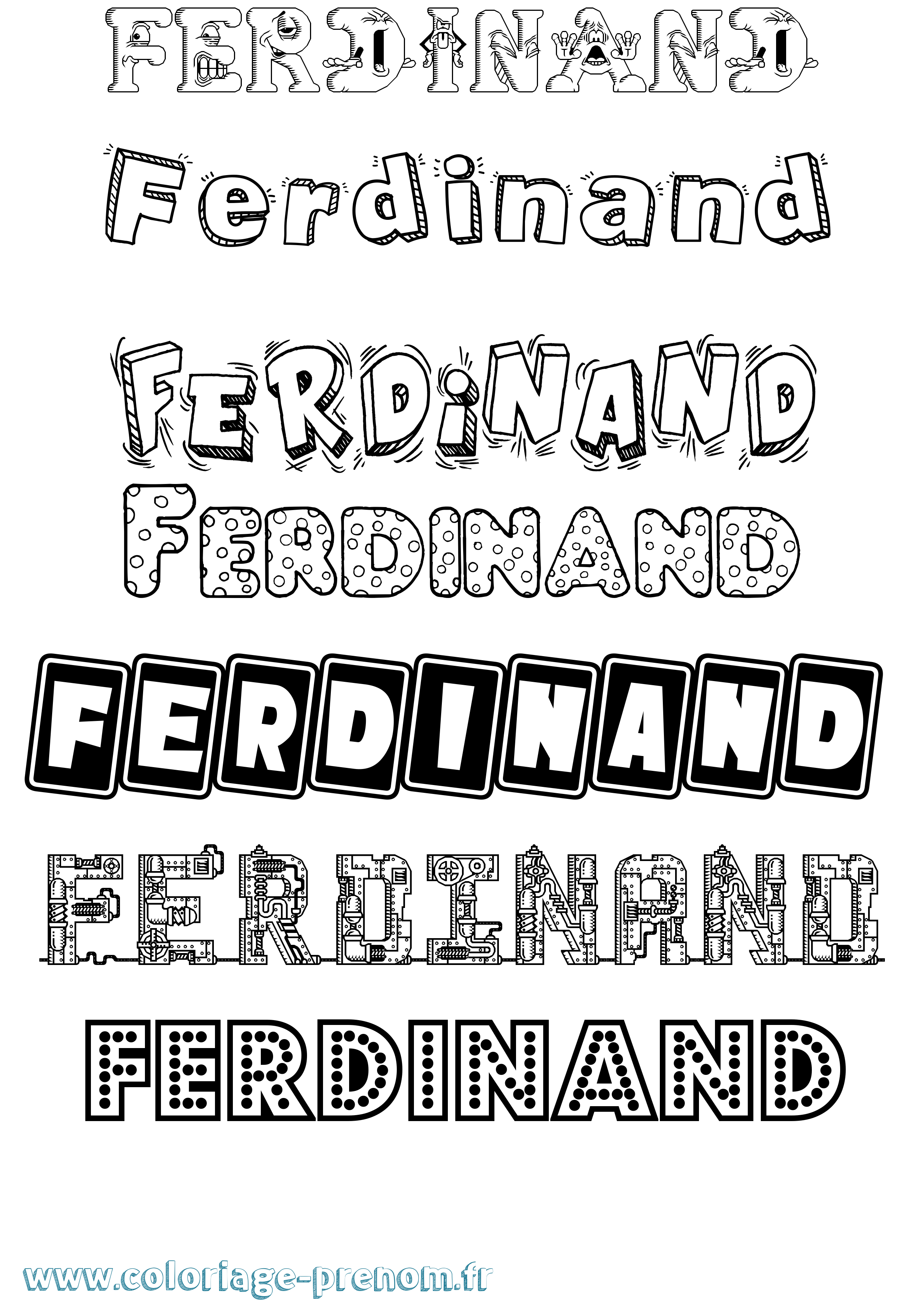 Coloriage prénom Ferdinand Fun