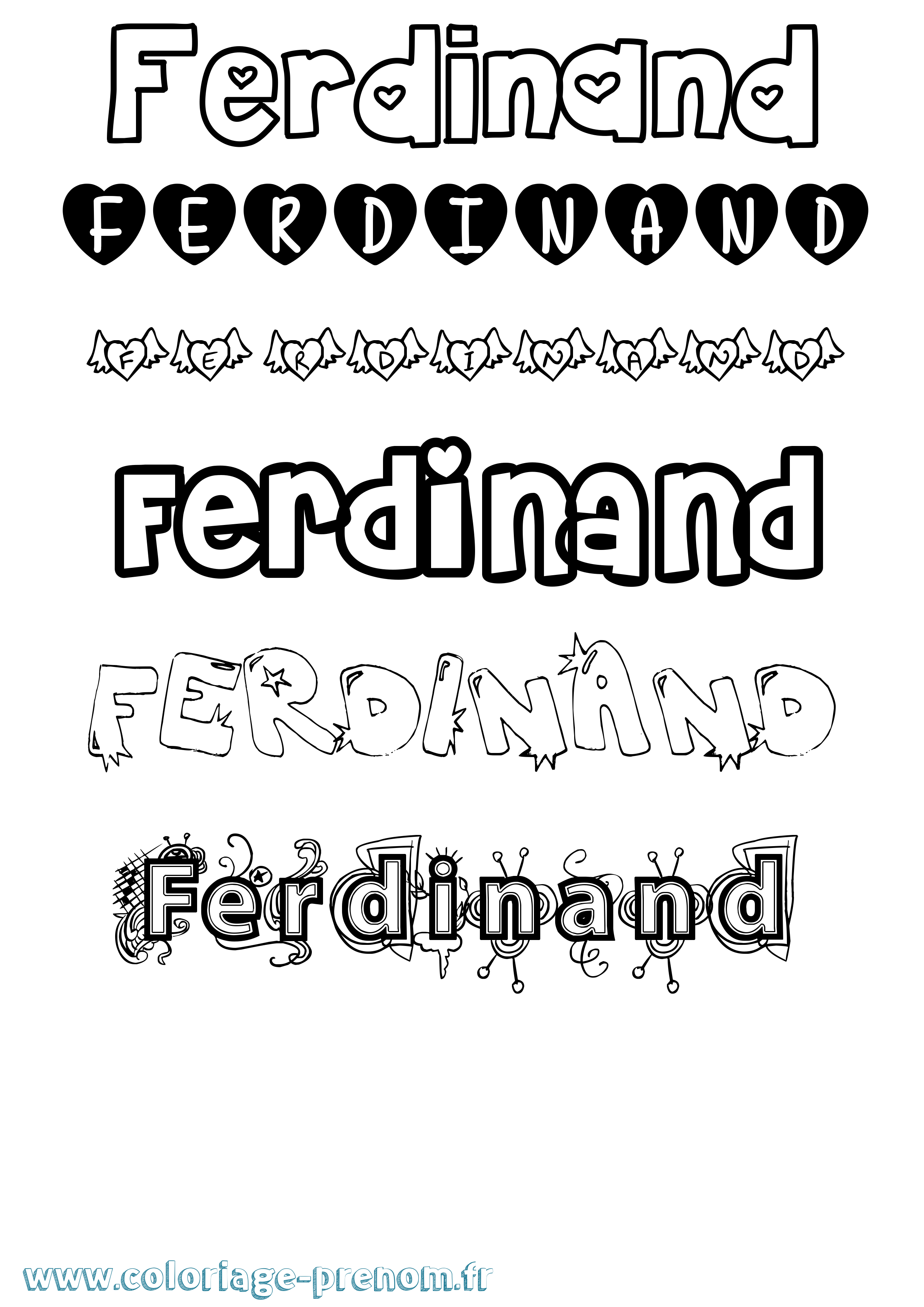 Coloriage prénom Ferdinand Girly