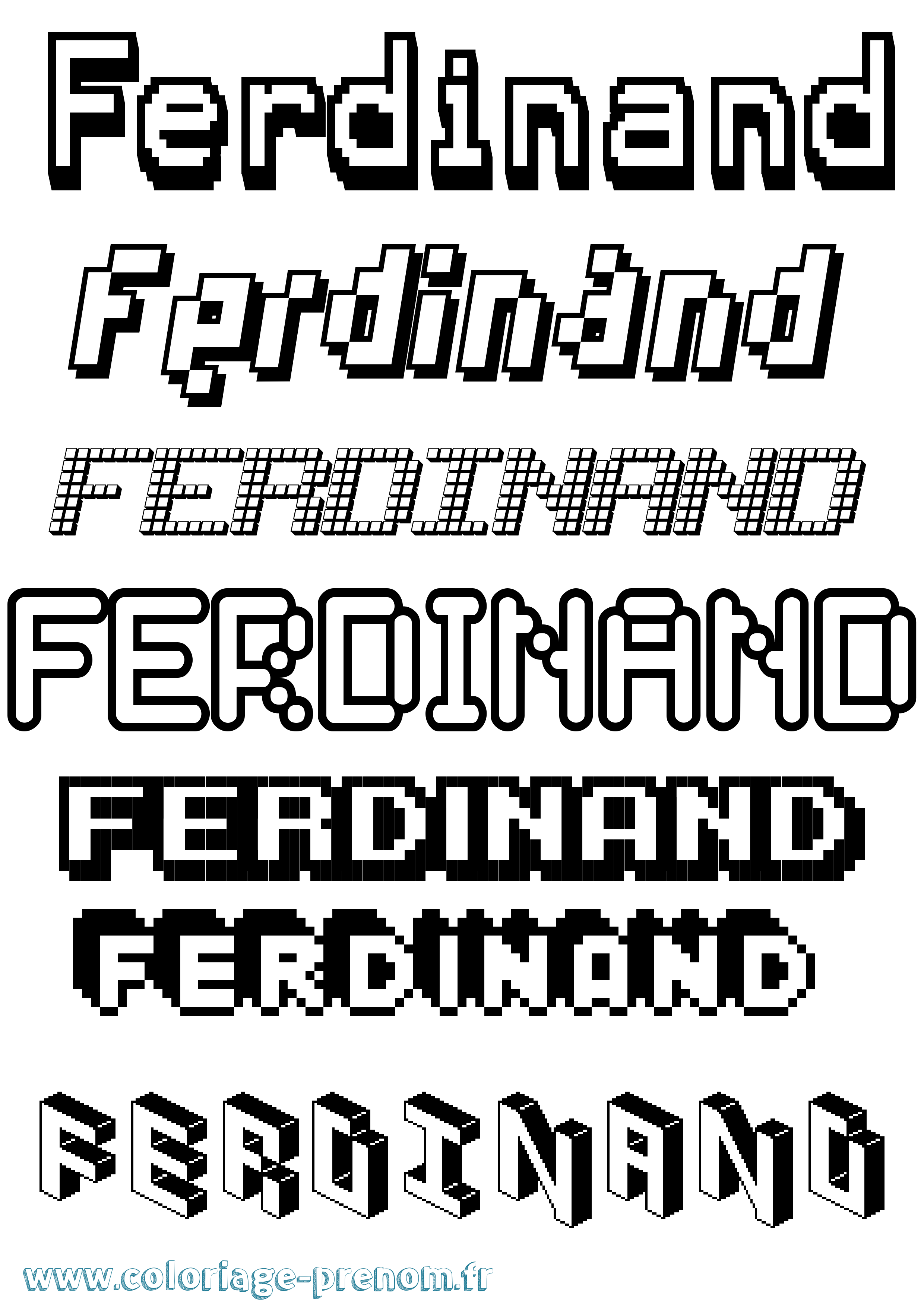 Coloriage prénom Ferdinand Pixel