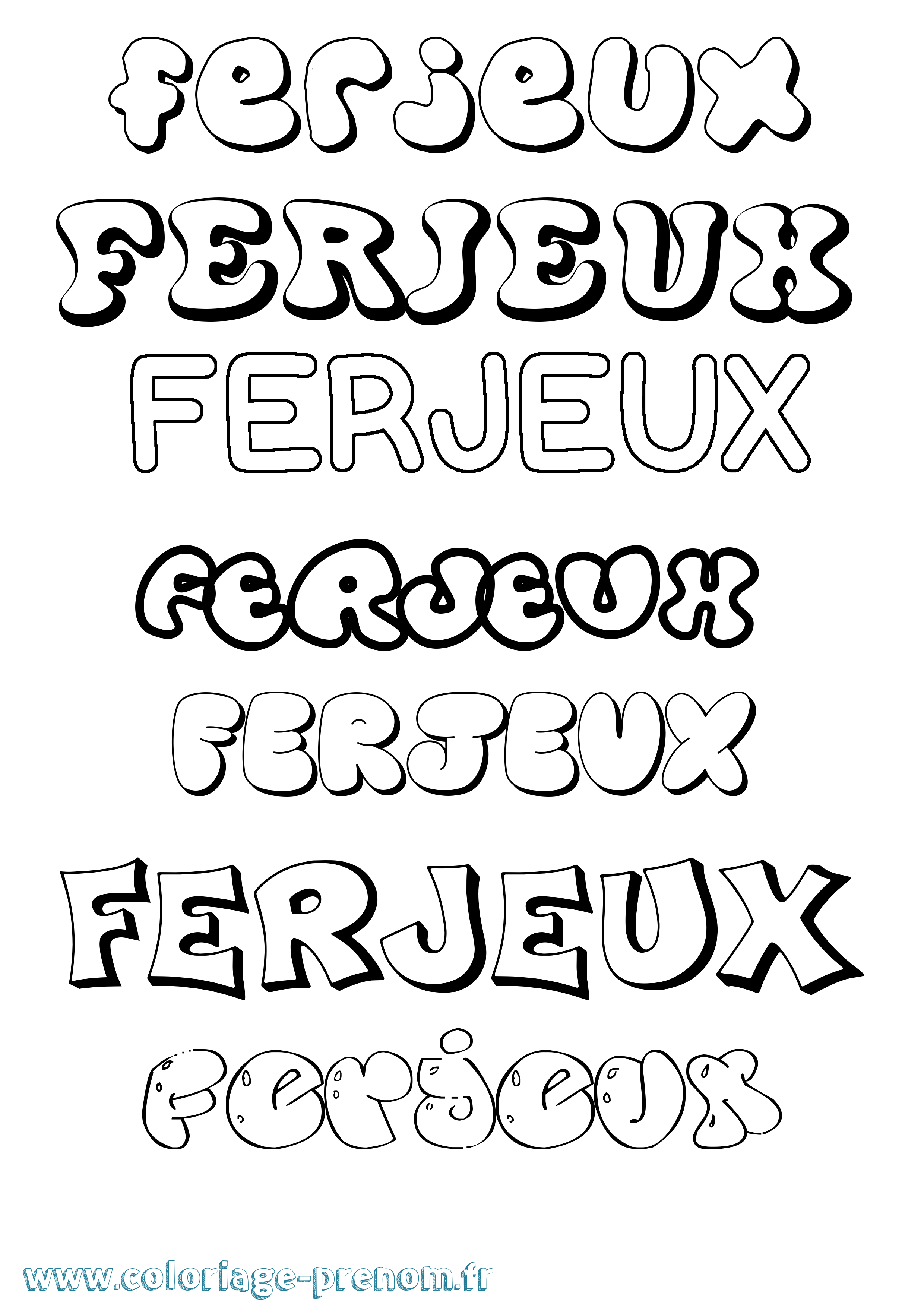 Coloriage Ferjeux Bubble Coloriage prénom Ferjeux Bubble