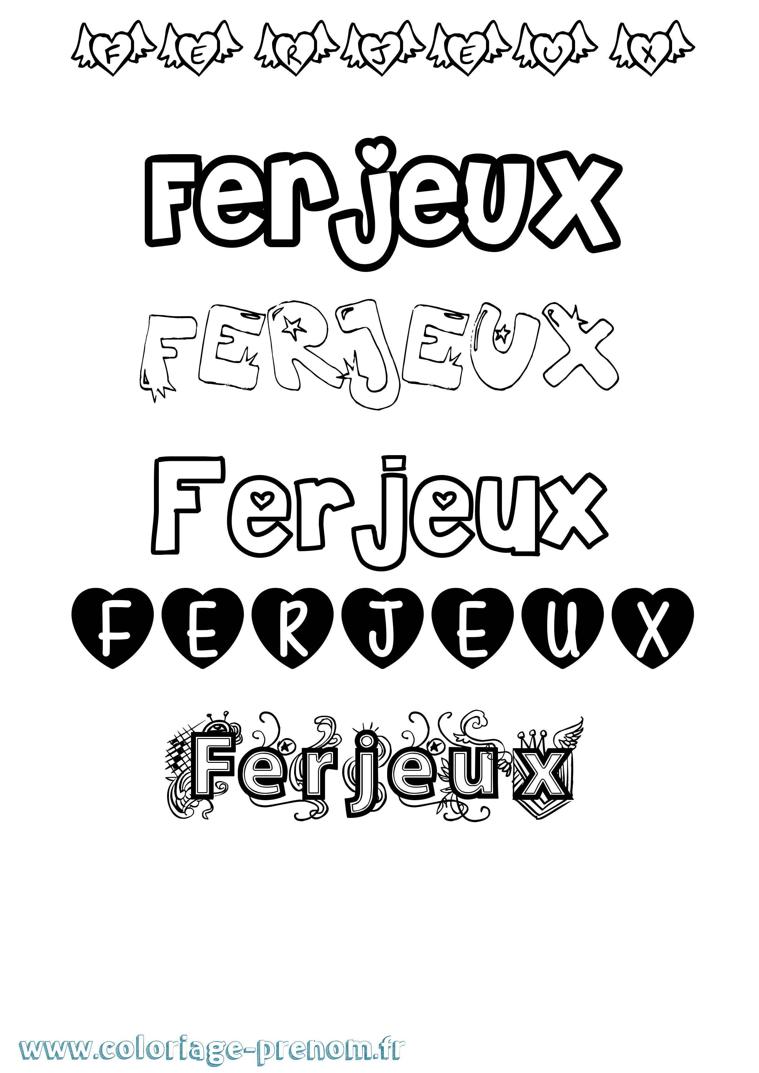 Coloriage Ferjeux Girly Coloriage prénom Ferjeux Girly
