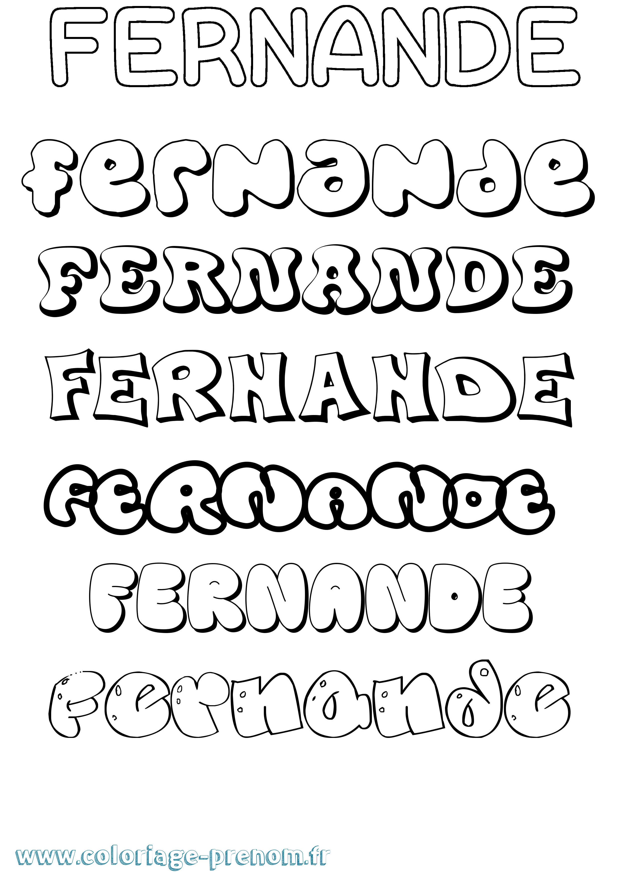 Coloriage prénom Fernande Bubble