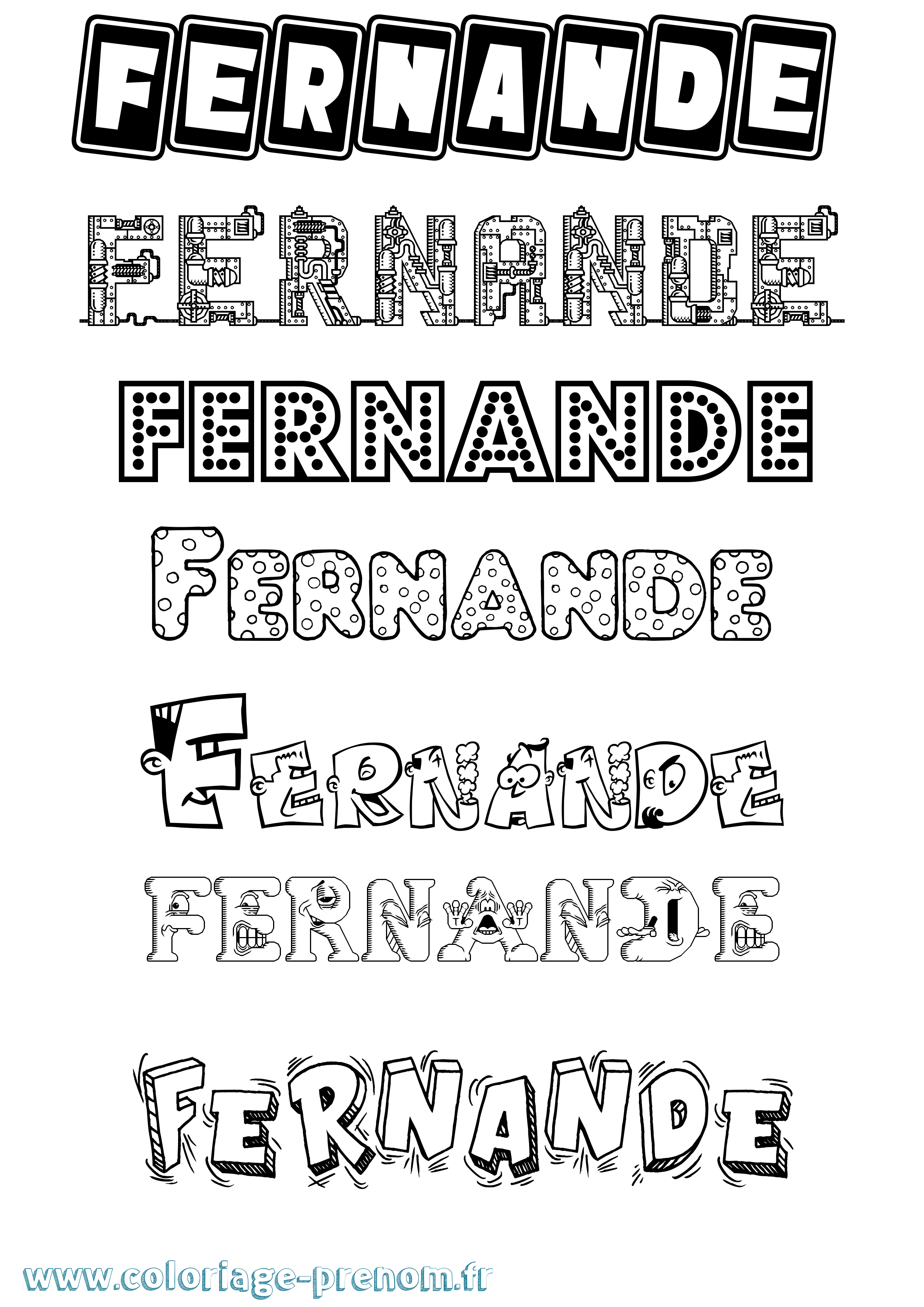Coloriage prénom Fernande Fun