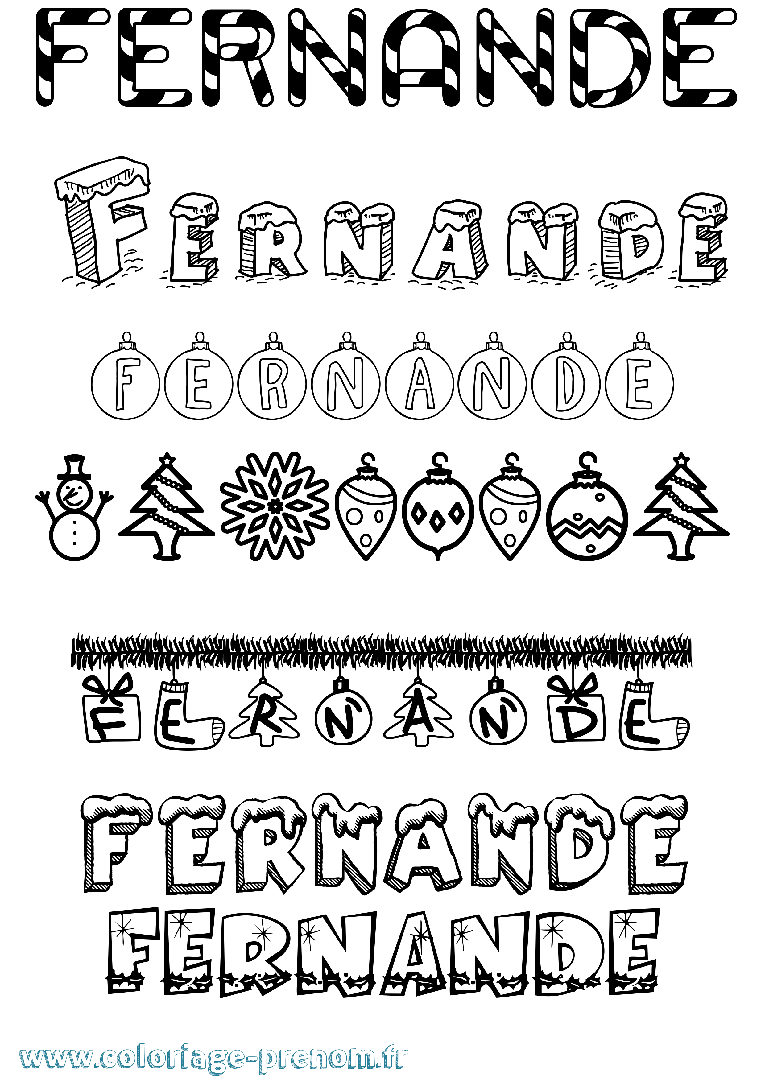Coloriage prénom Fernande Noël