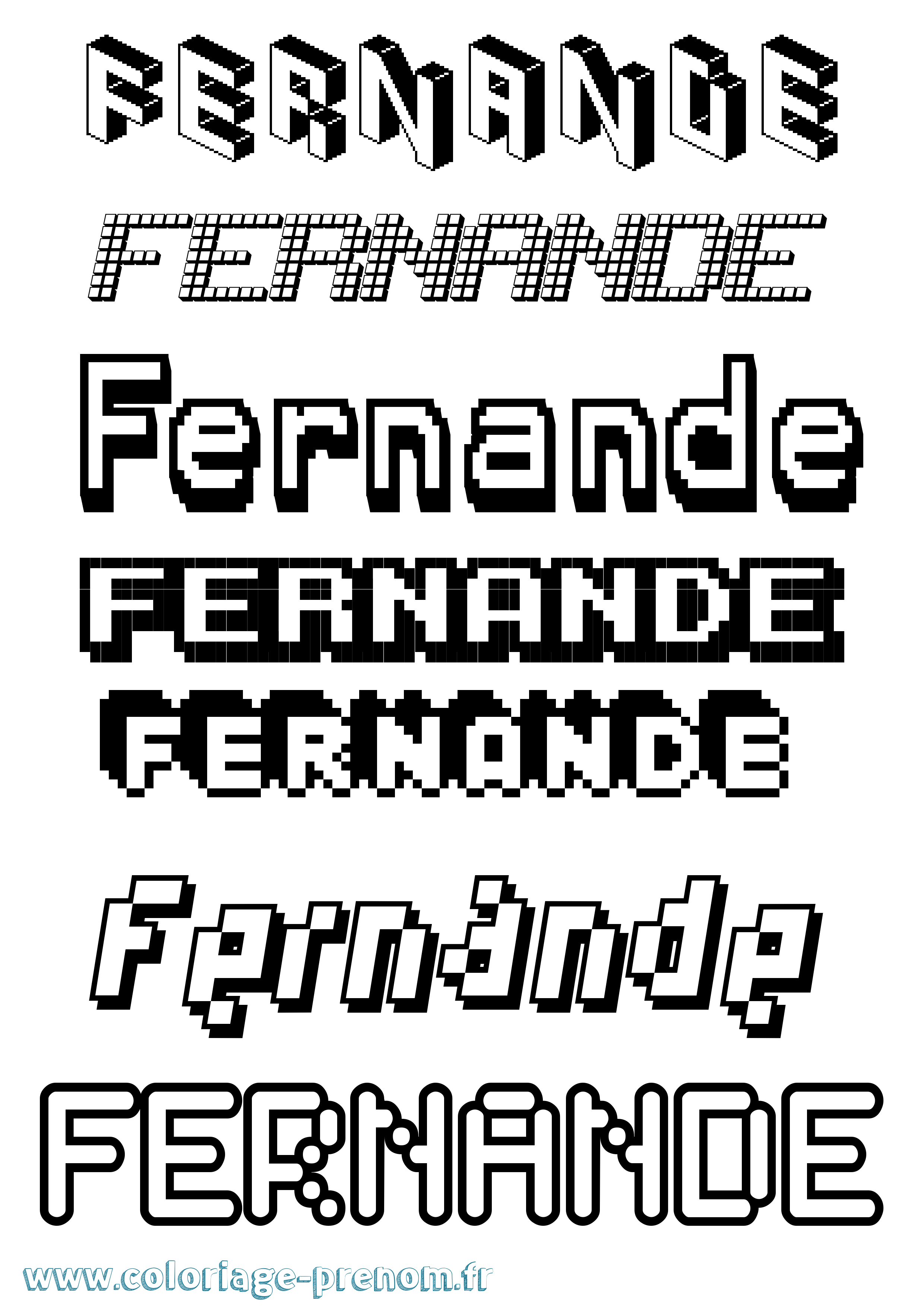 Coloriage prénom Fernande Pixel