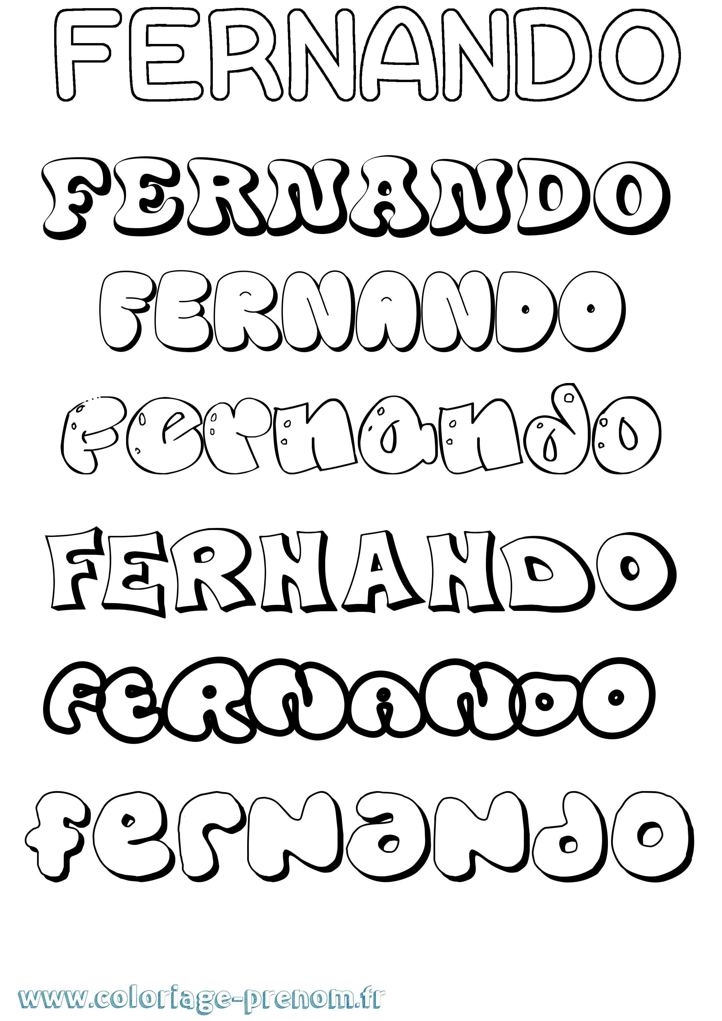 Coloriage prénom Fernando Bubble