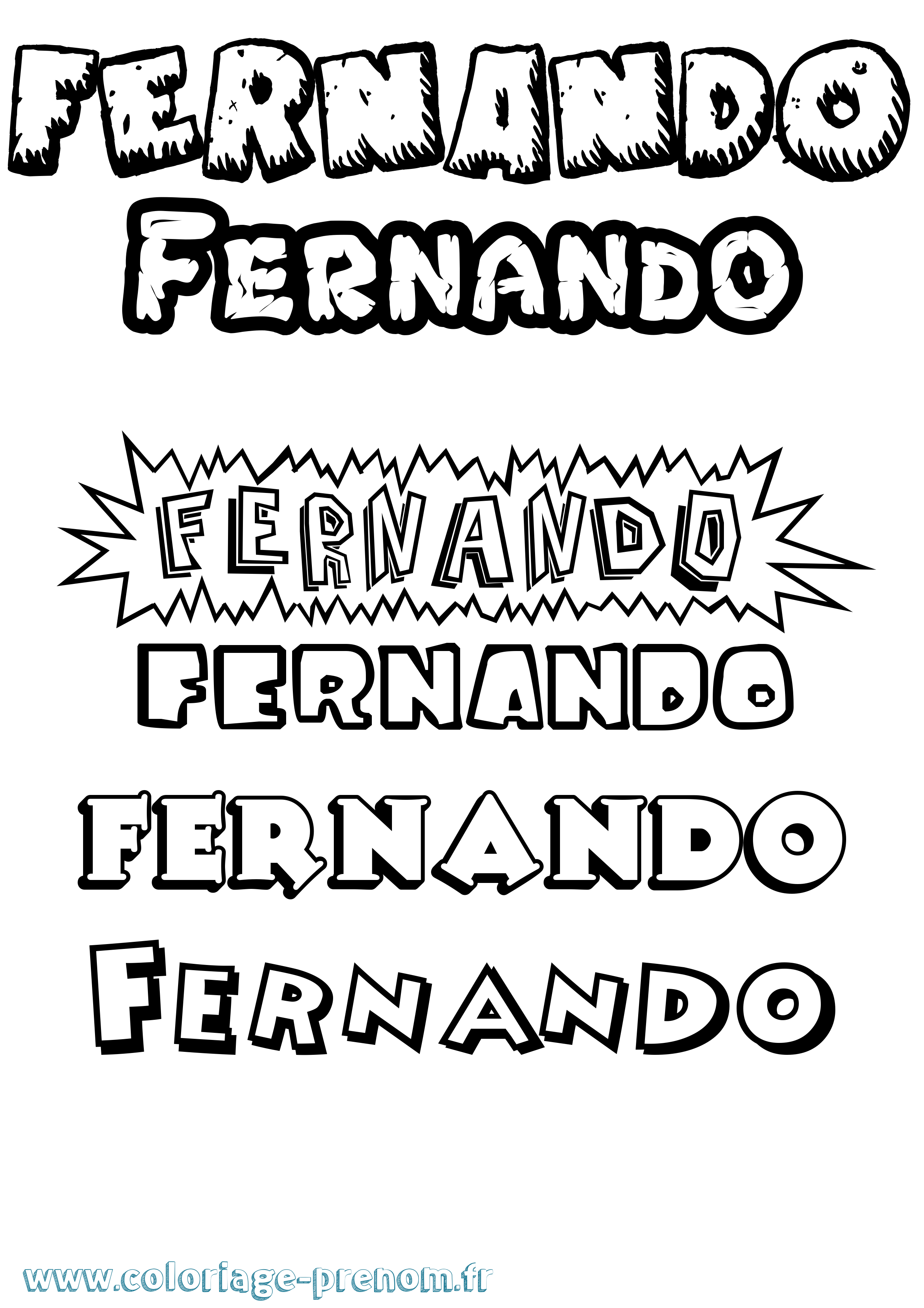 Coloriage prénom Fernando Dessin Animé