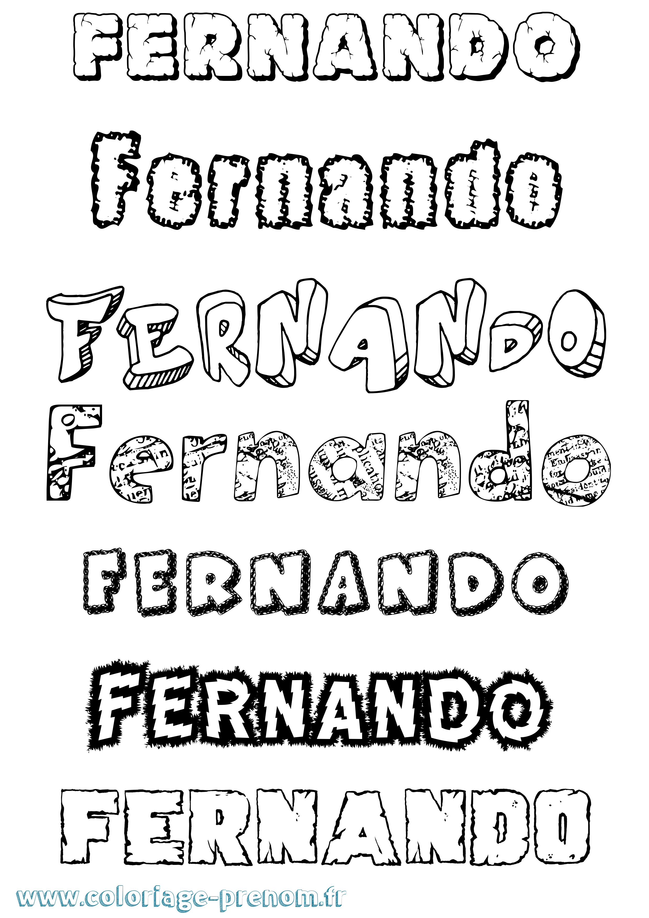 Coloriage prénom Fernando Destructuré