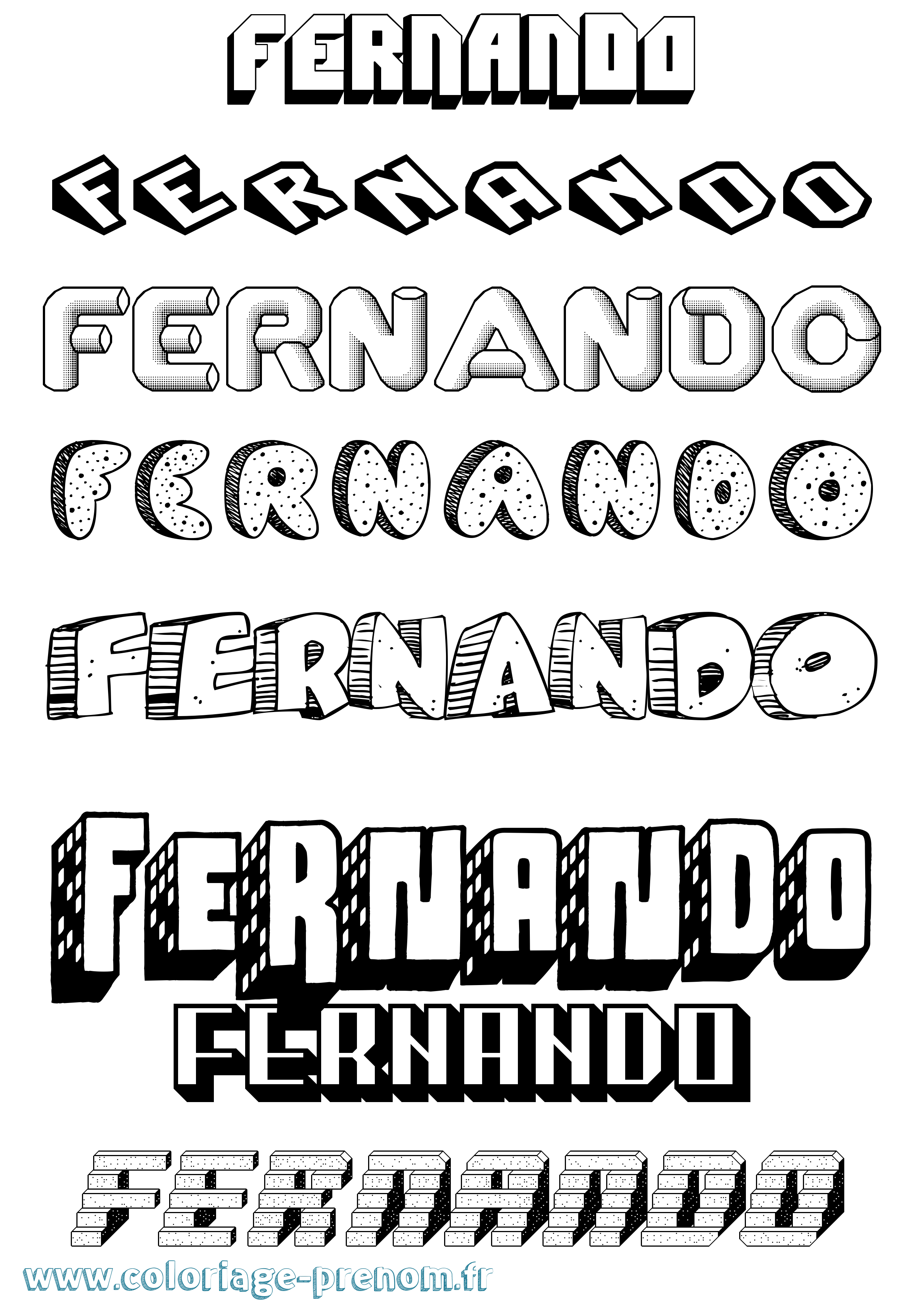 Coloriage prénom Fernando Effet 3D