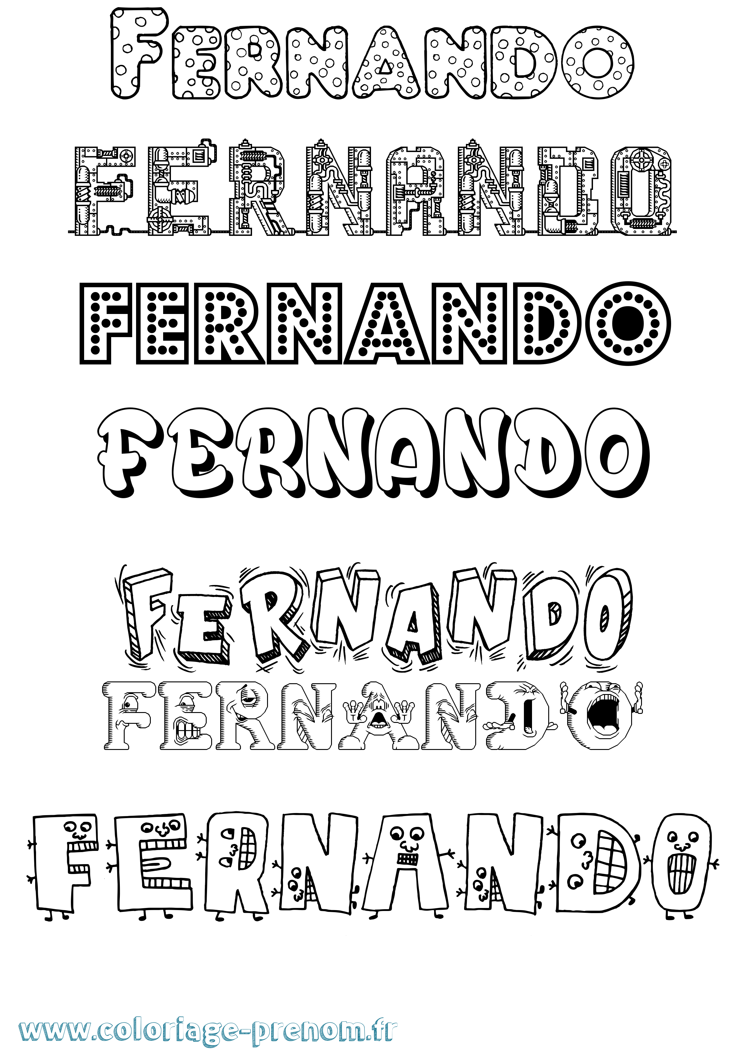 Coloriage prénom Fernando Fun