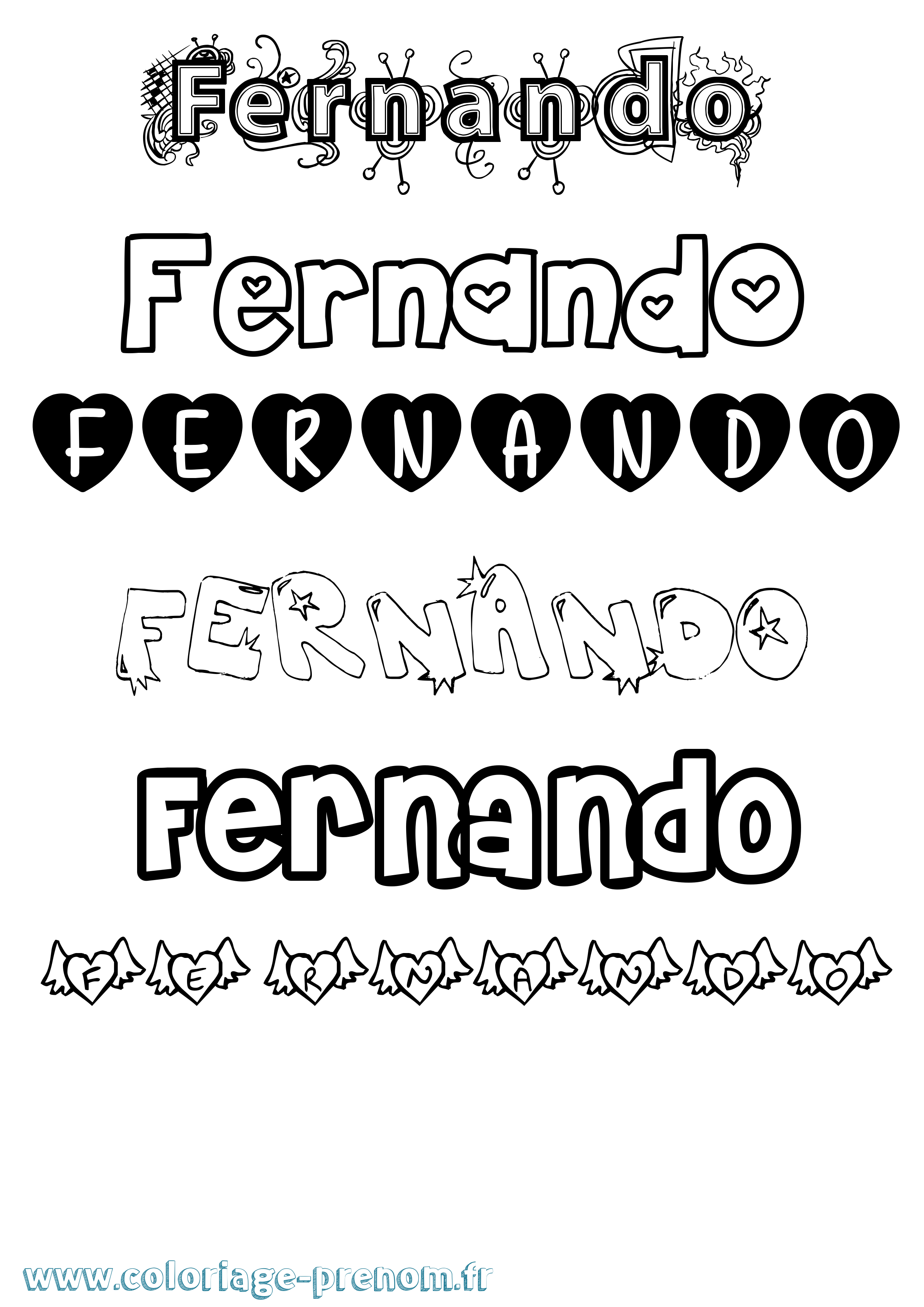 Coloriage prénom Fernando Girly