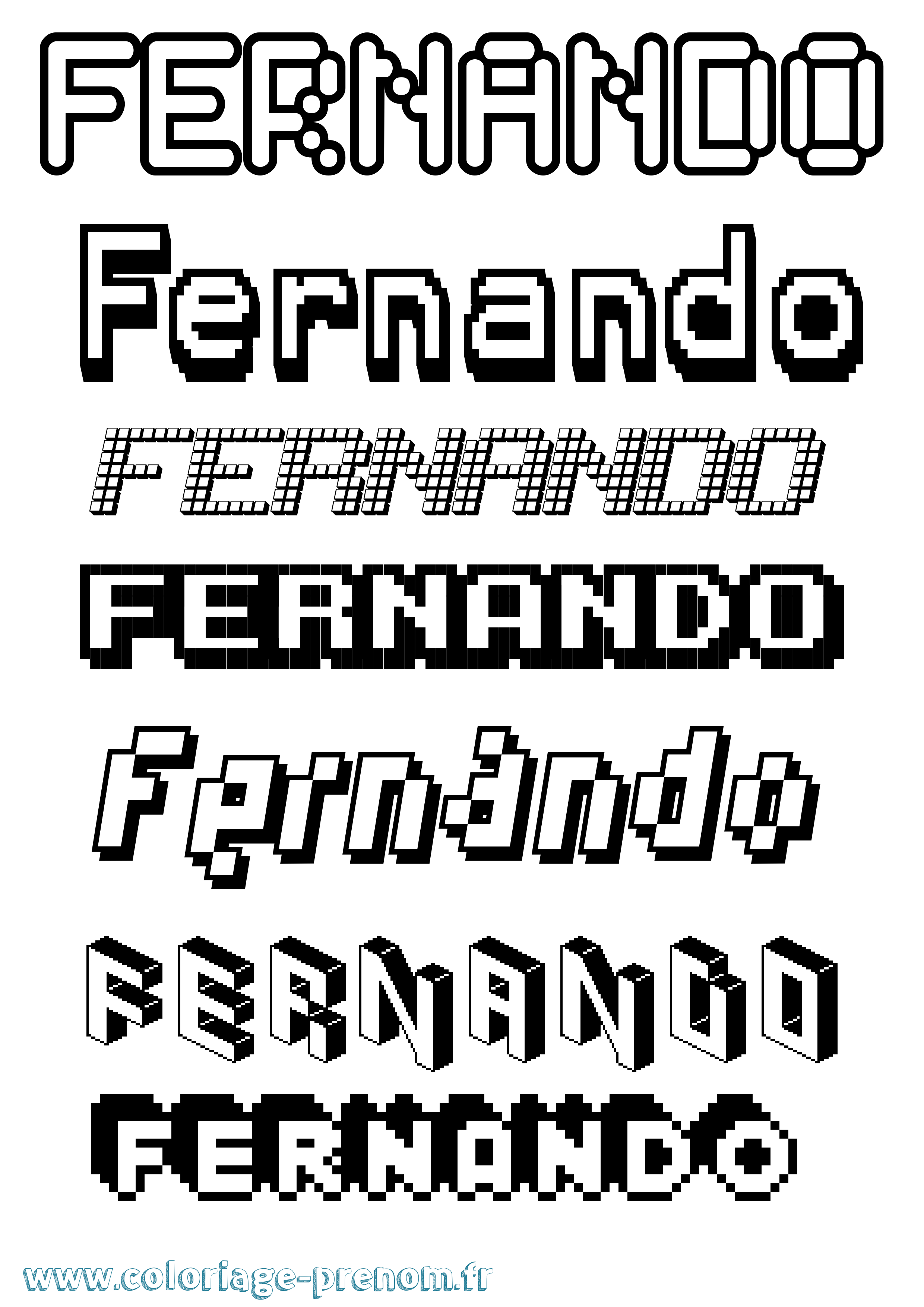 Coloriage prénom Fernando Pixel