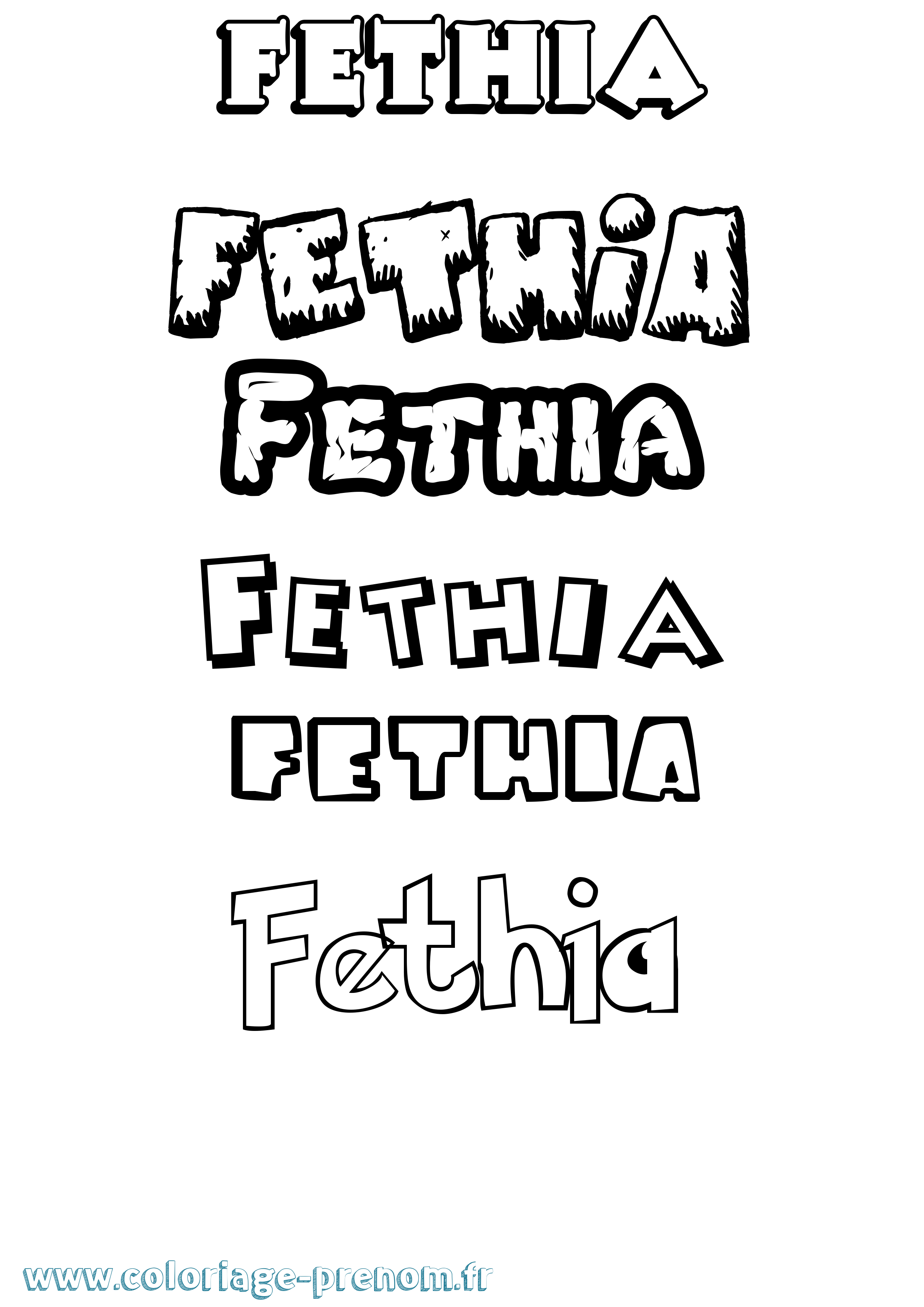 Coloriage prénom Fethia Dessin Animé