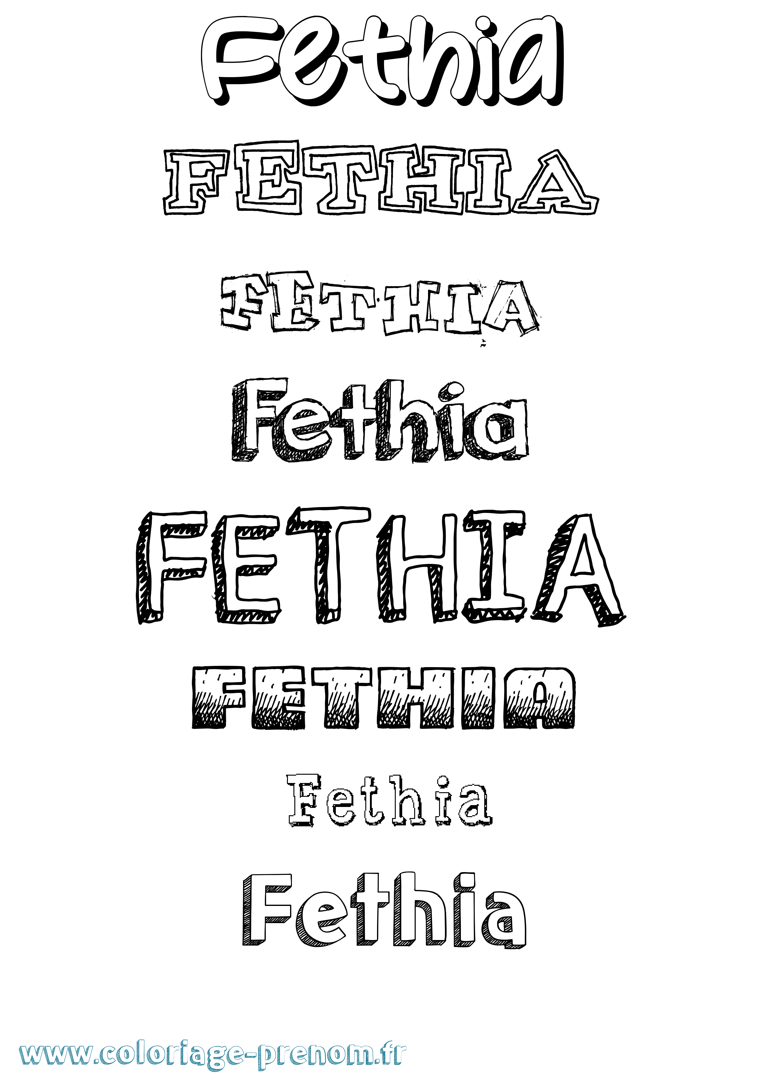 Coloriage prénom Fethia Dessiné