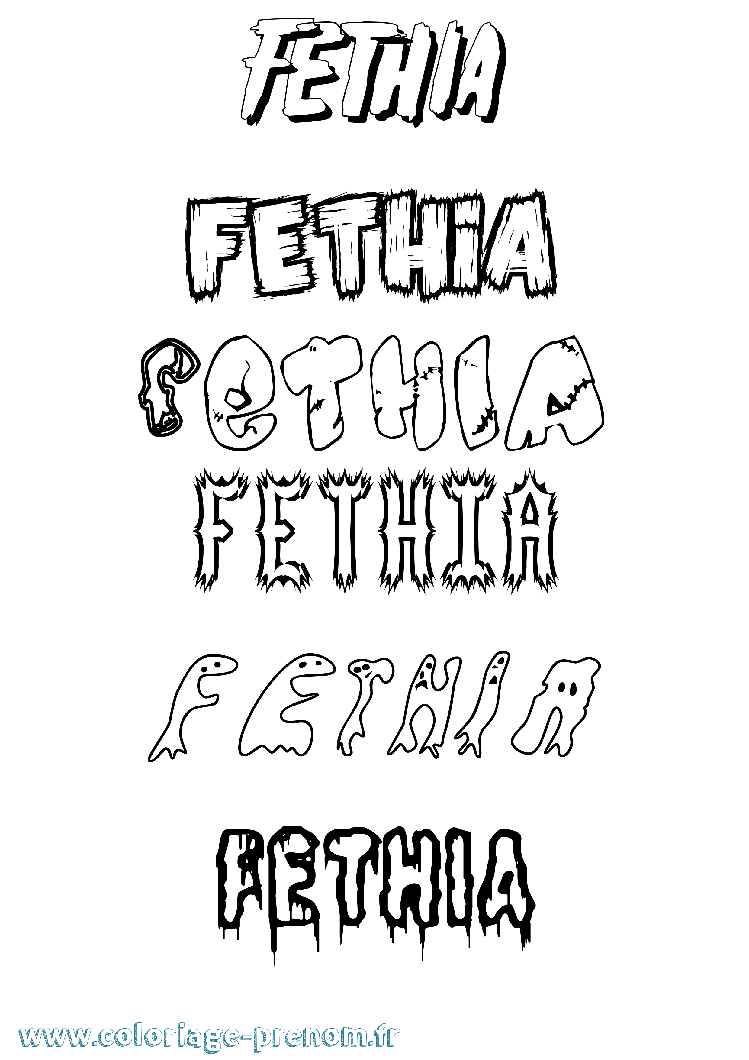 Coloriage prénom Fethia Frisson