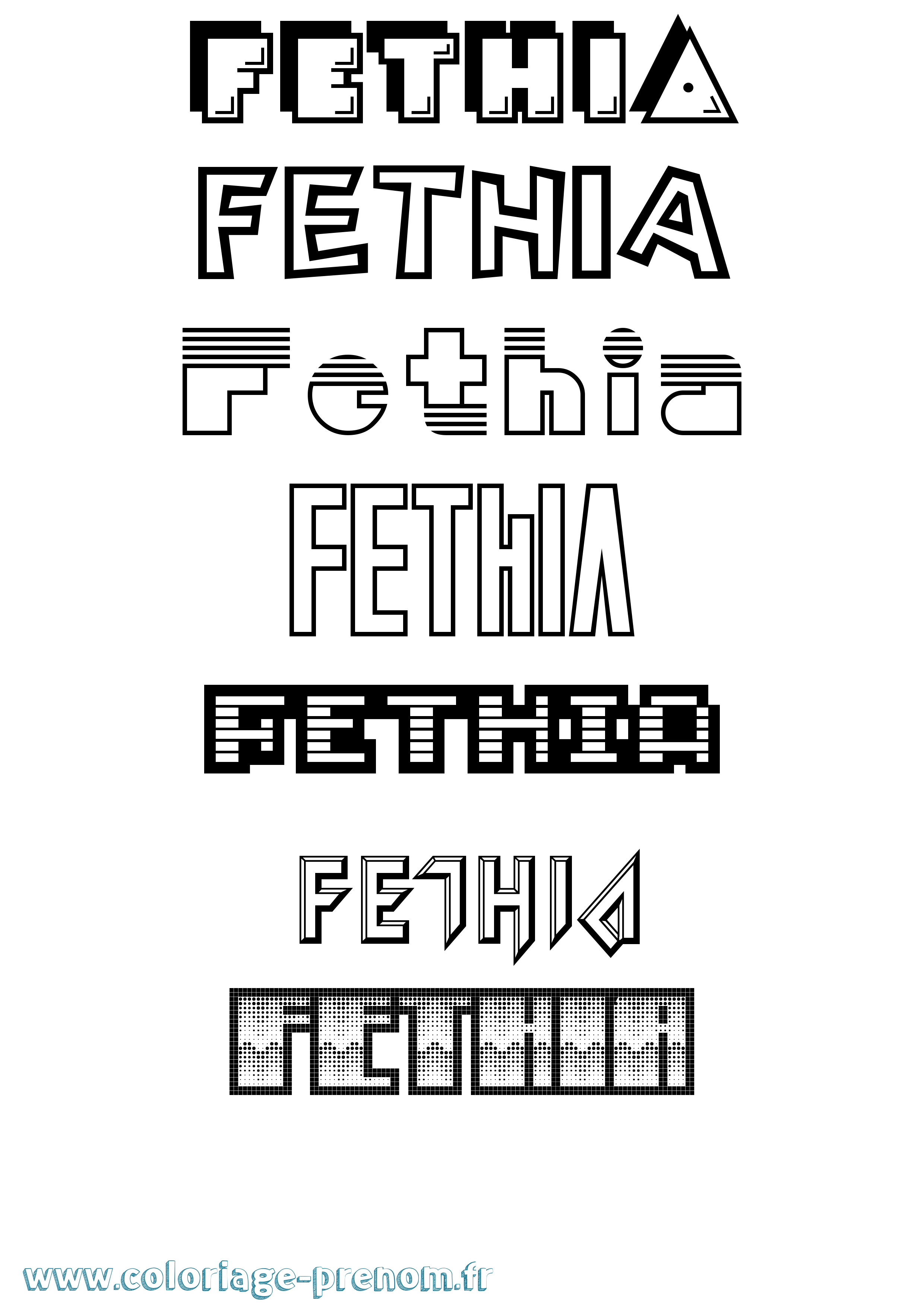 Coloriage prénom Fethia Jeux Vidéos
