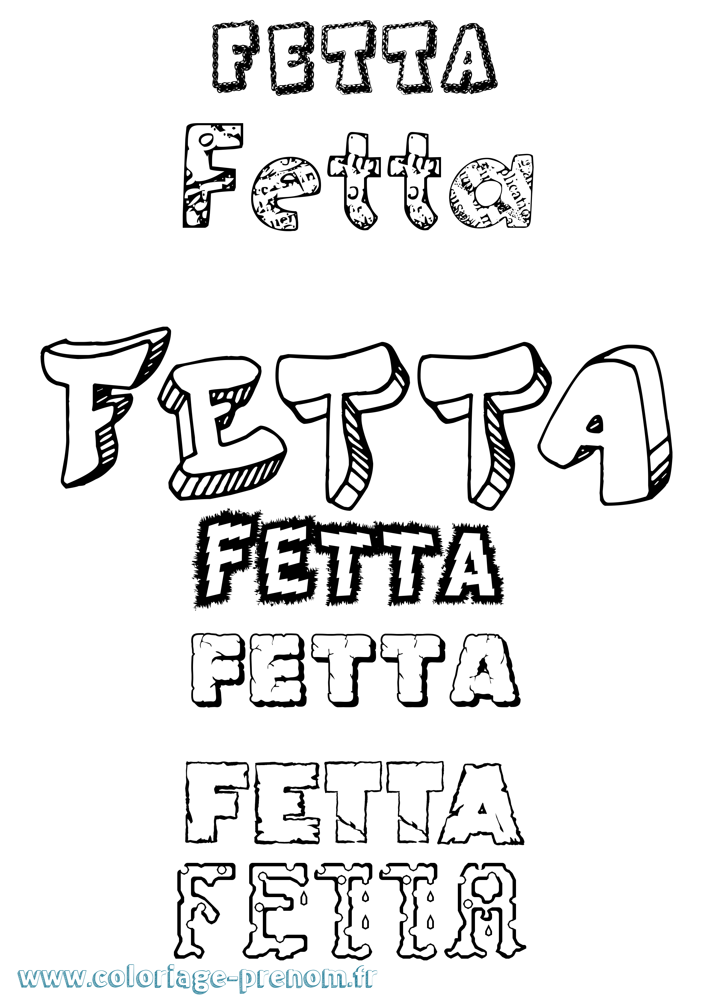 Coloriage prénom Fetta Destructuré