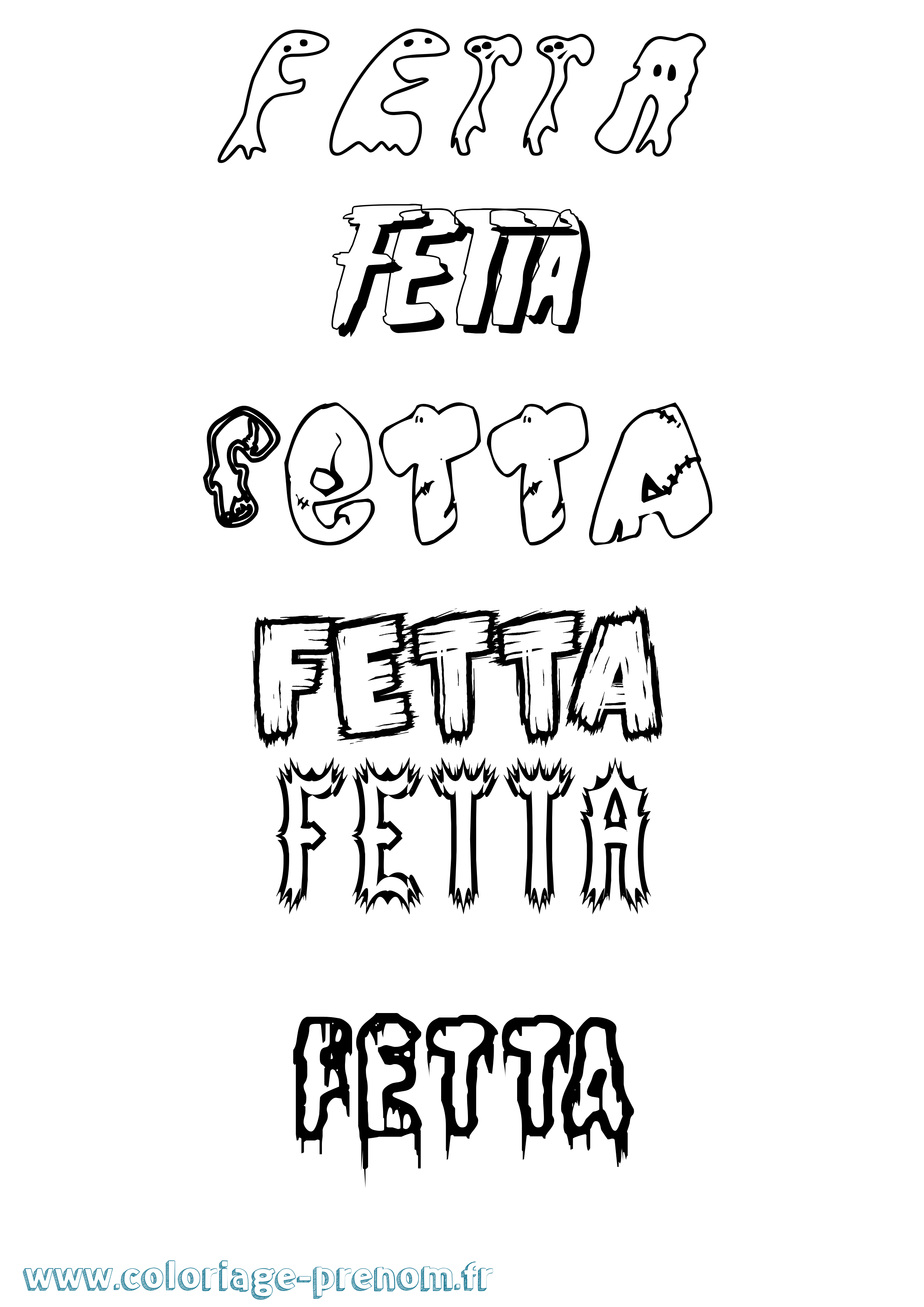 Coloriage prénom Fetta Frisson