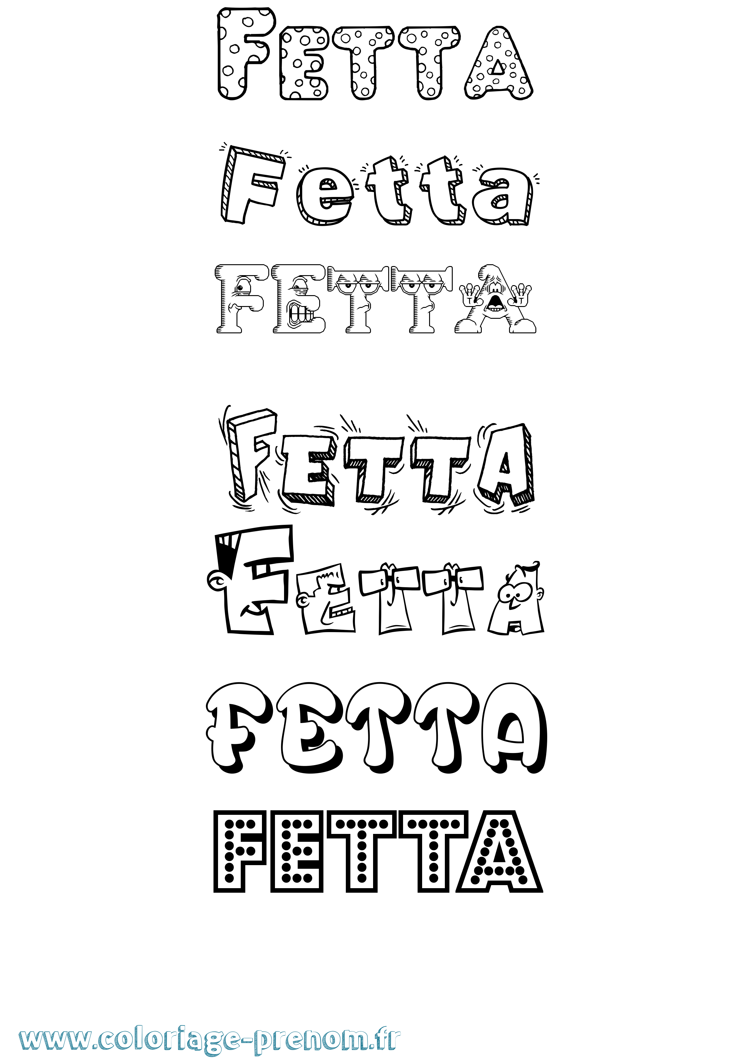 Coloriage prénom Fetta Fun