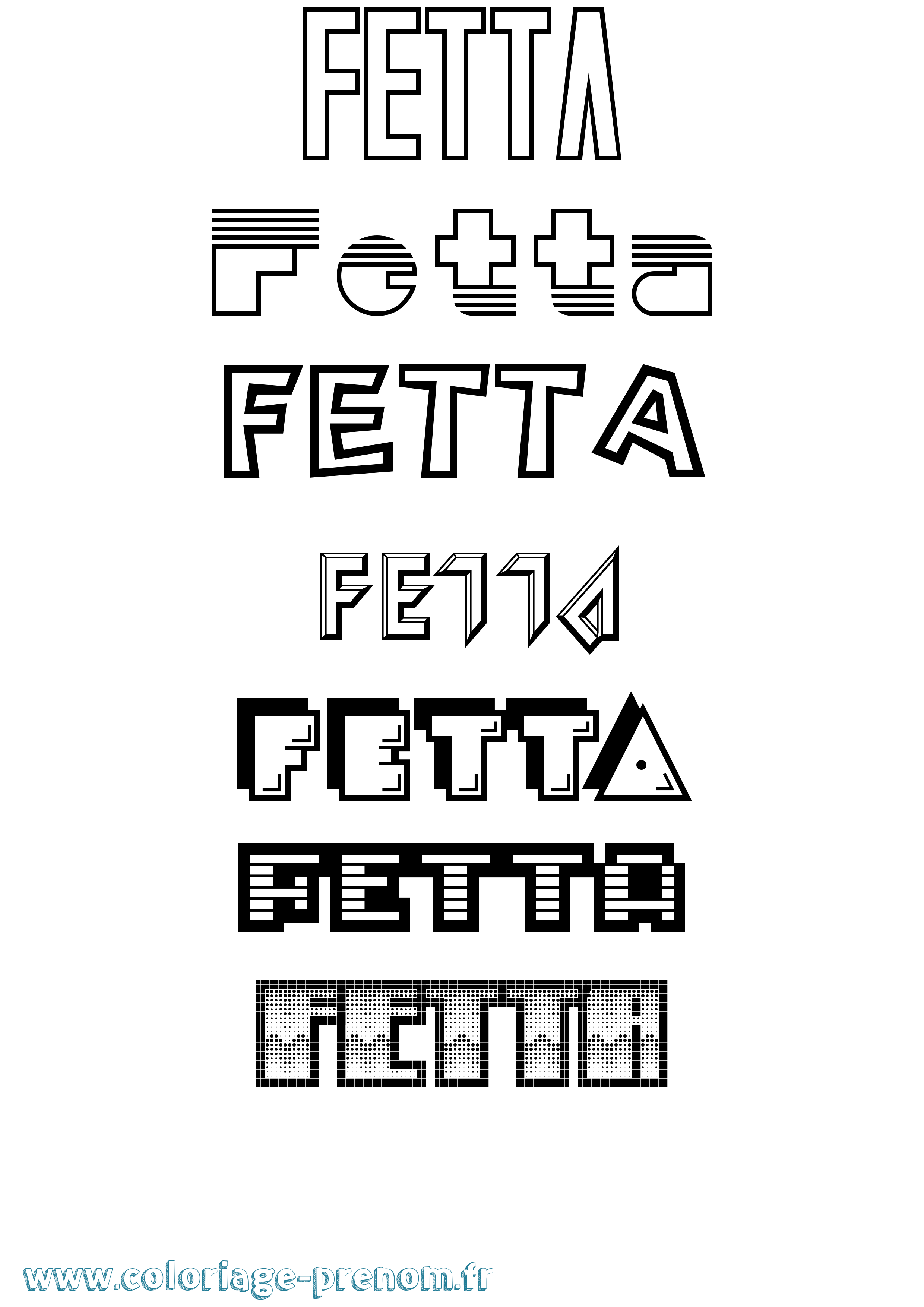 Coloriage prénom Fetta Jeux Vidéos