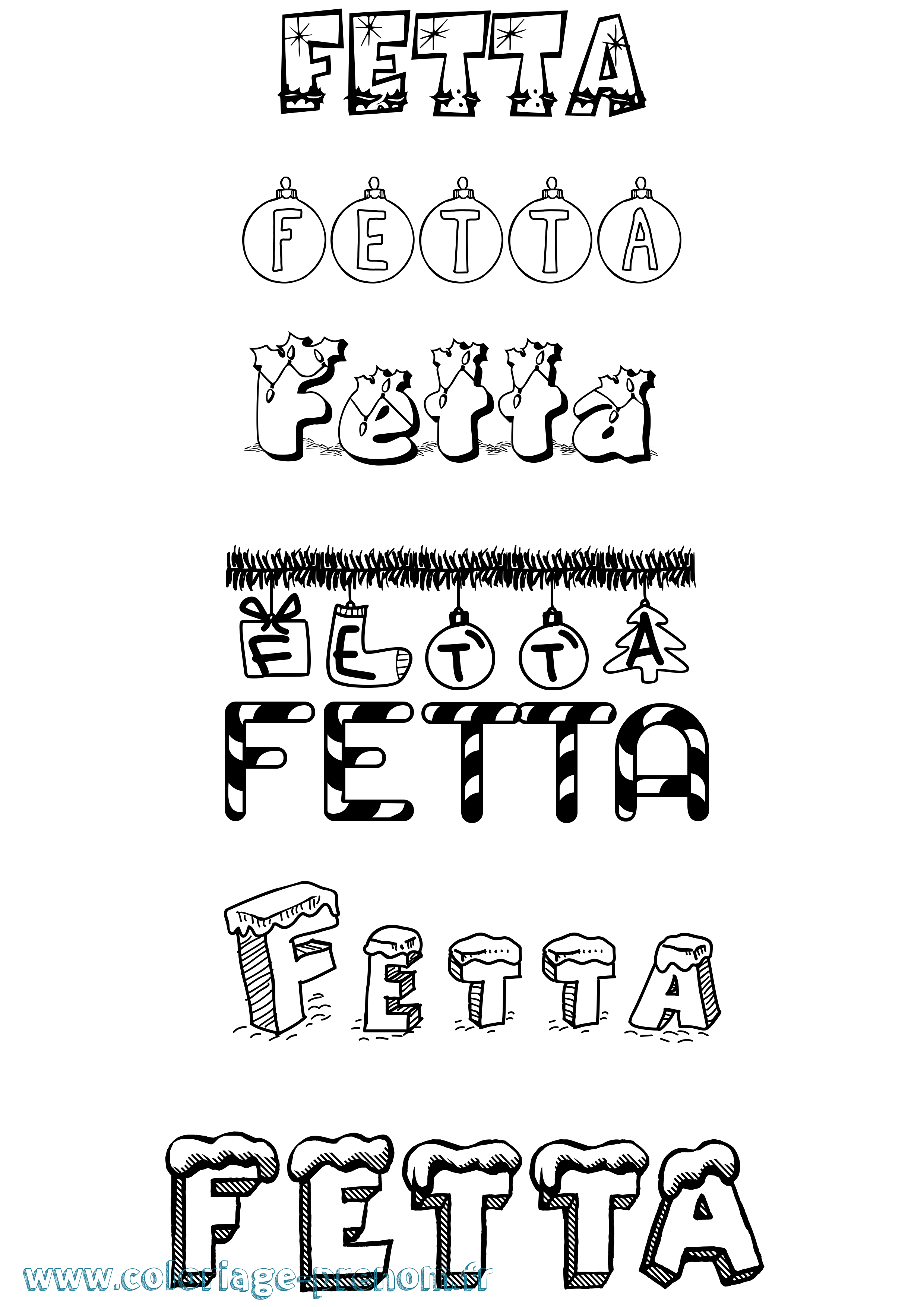 Coloriage prénom Fetta Noël