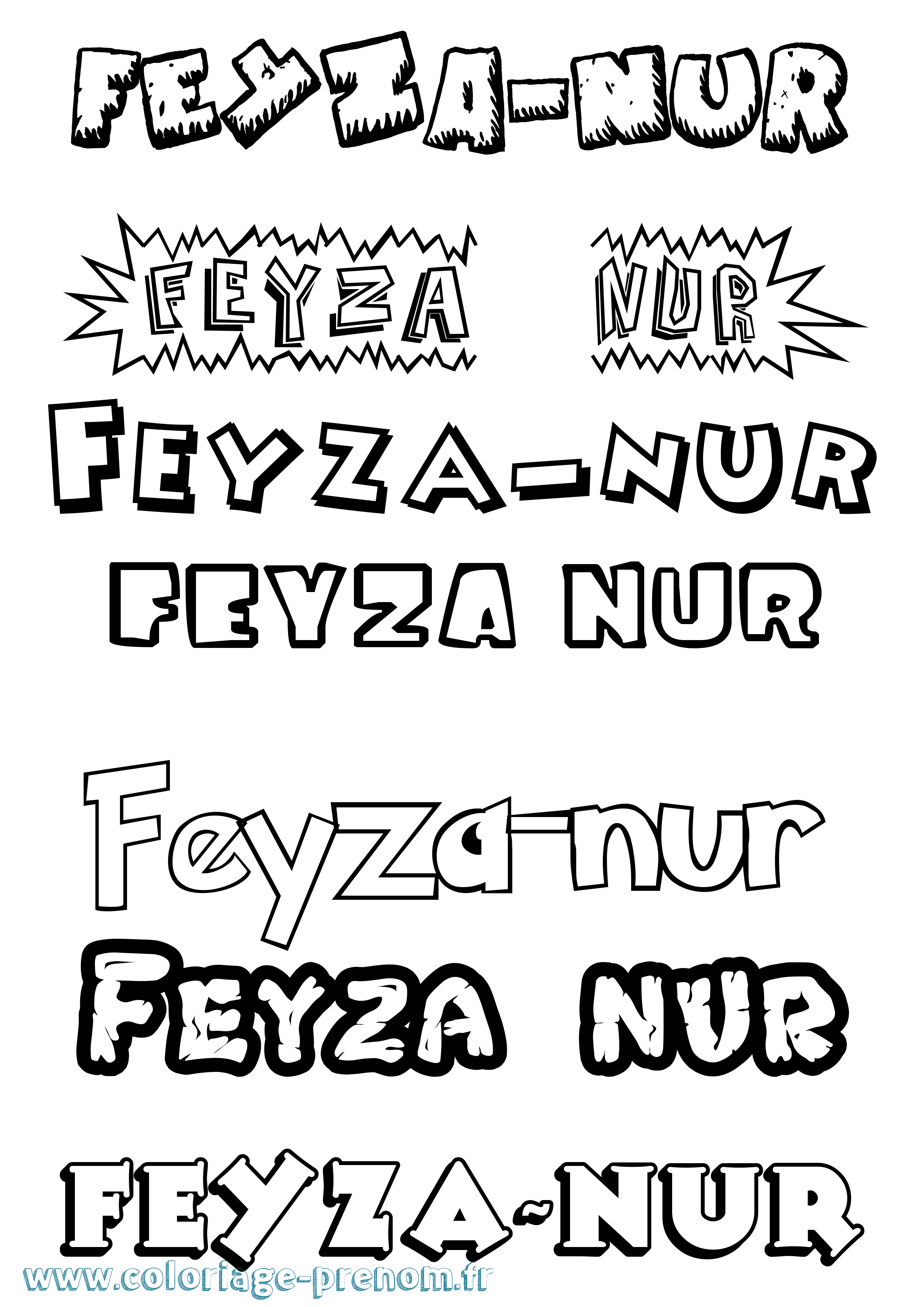 Coloriage prénom Feyza-Nur Dessin Animé