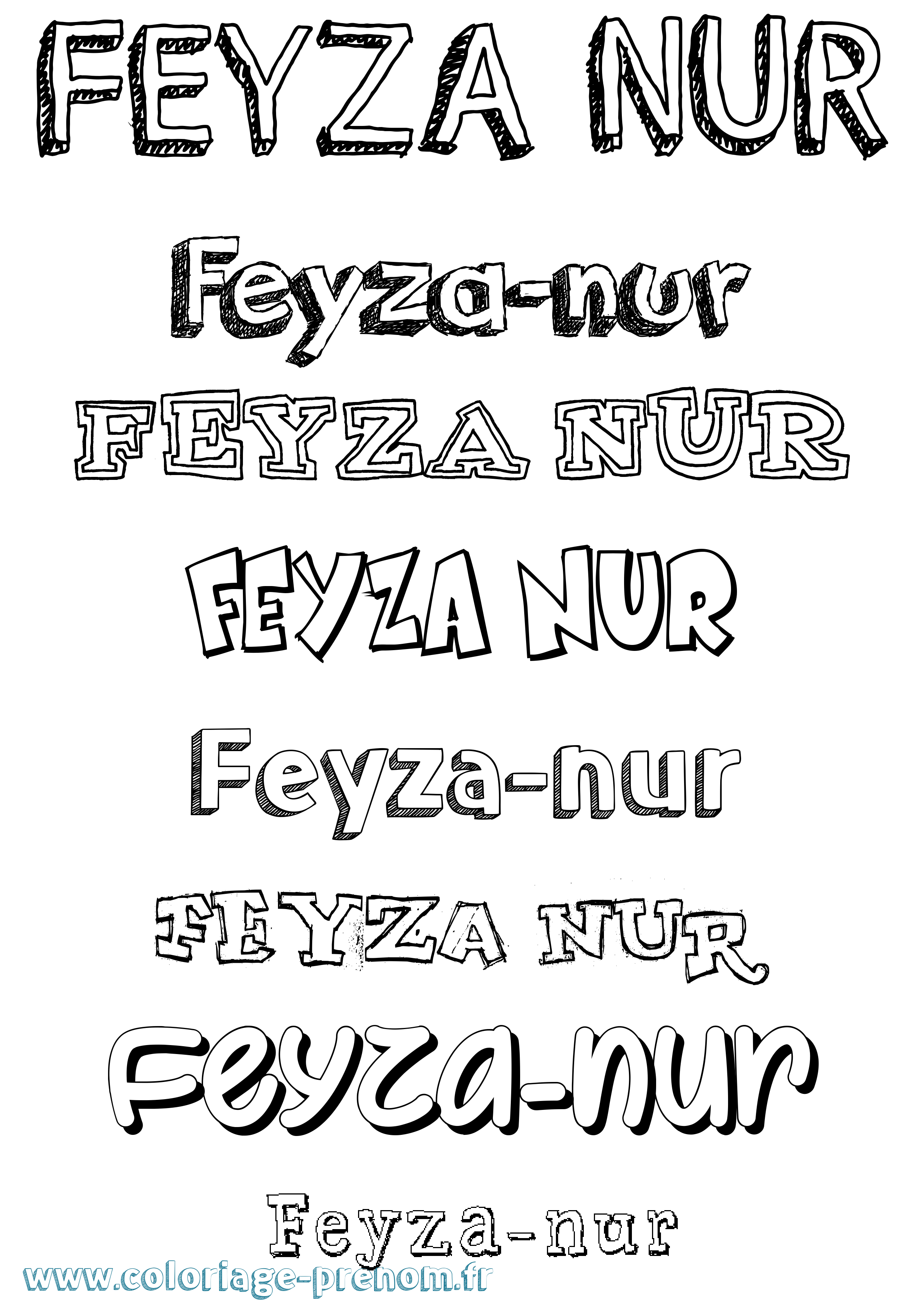 Coloriage prénom Feyza-Nur Dessiné