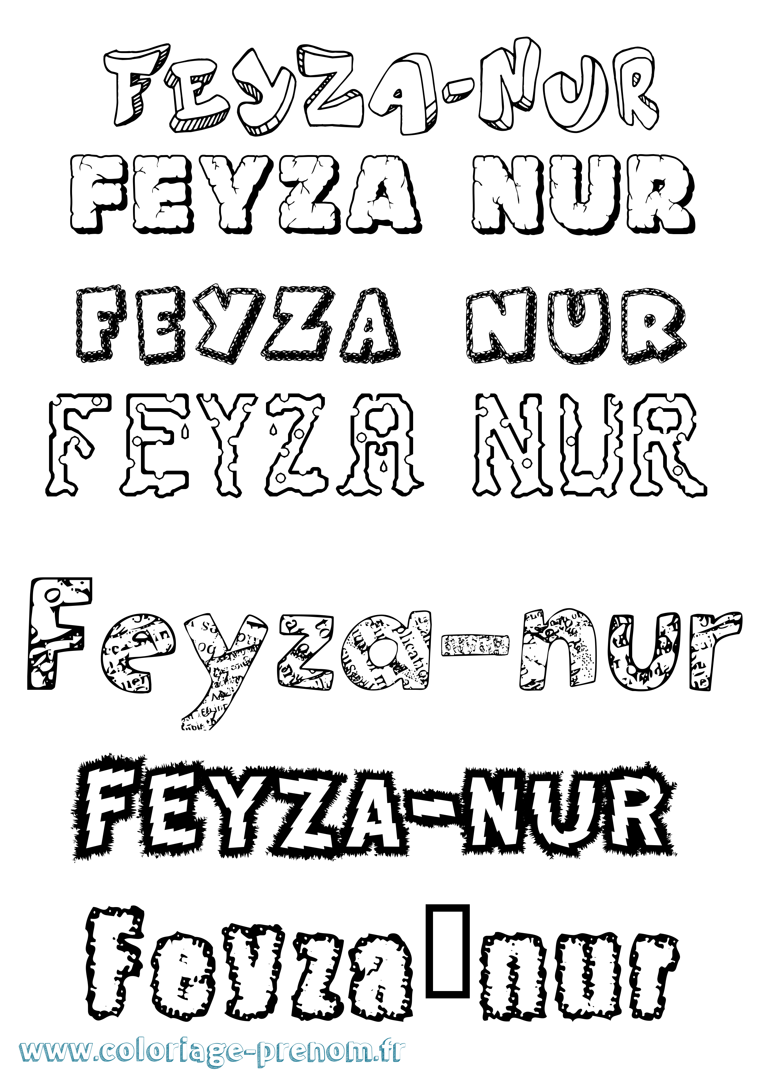 Coloriage prénom Feyza-Nur Destructuré