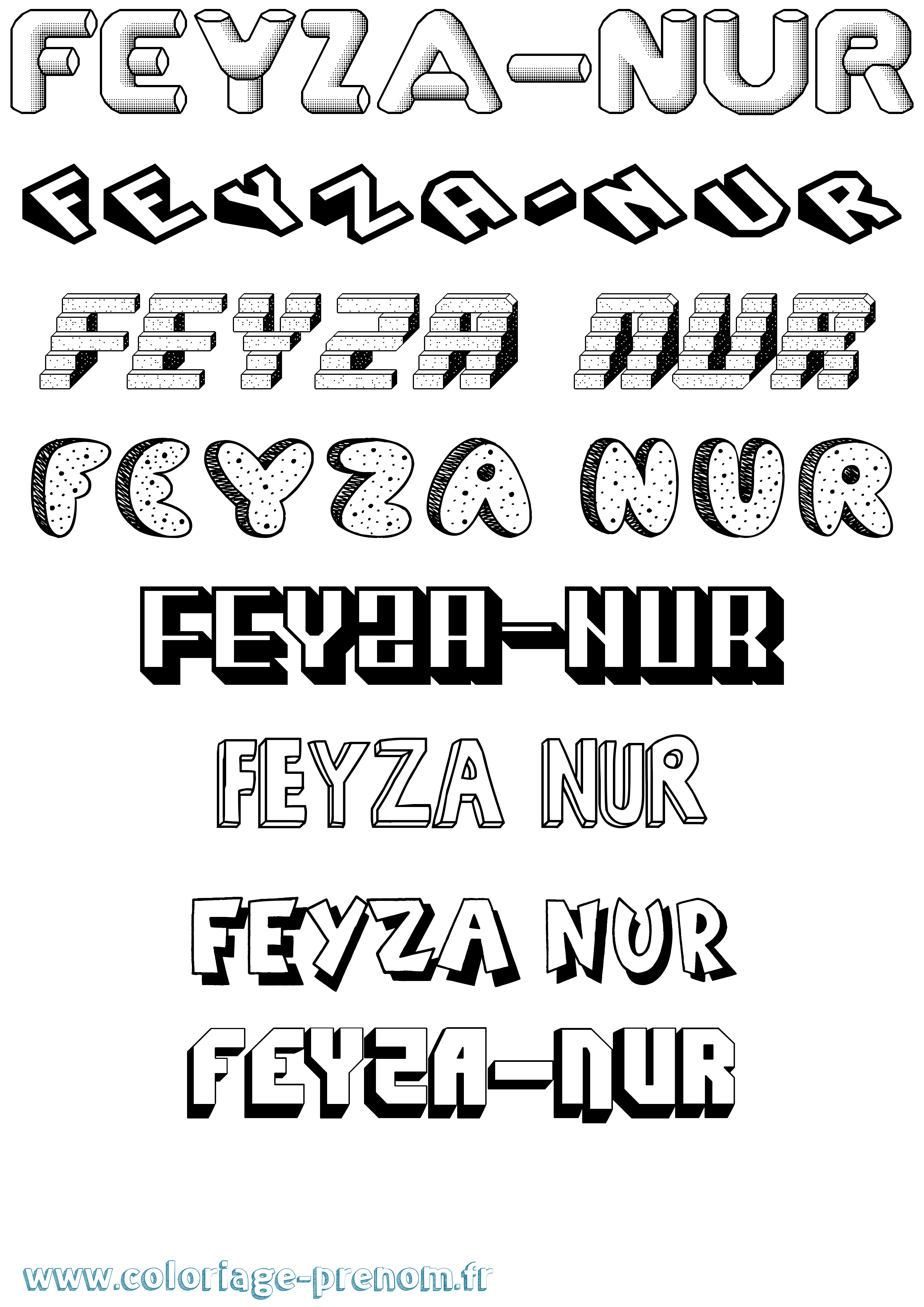 Coloriage prénom Feyza-Nur Effet 3D