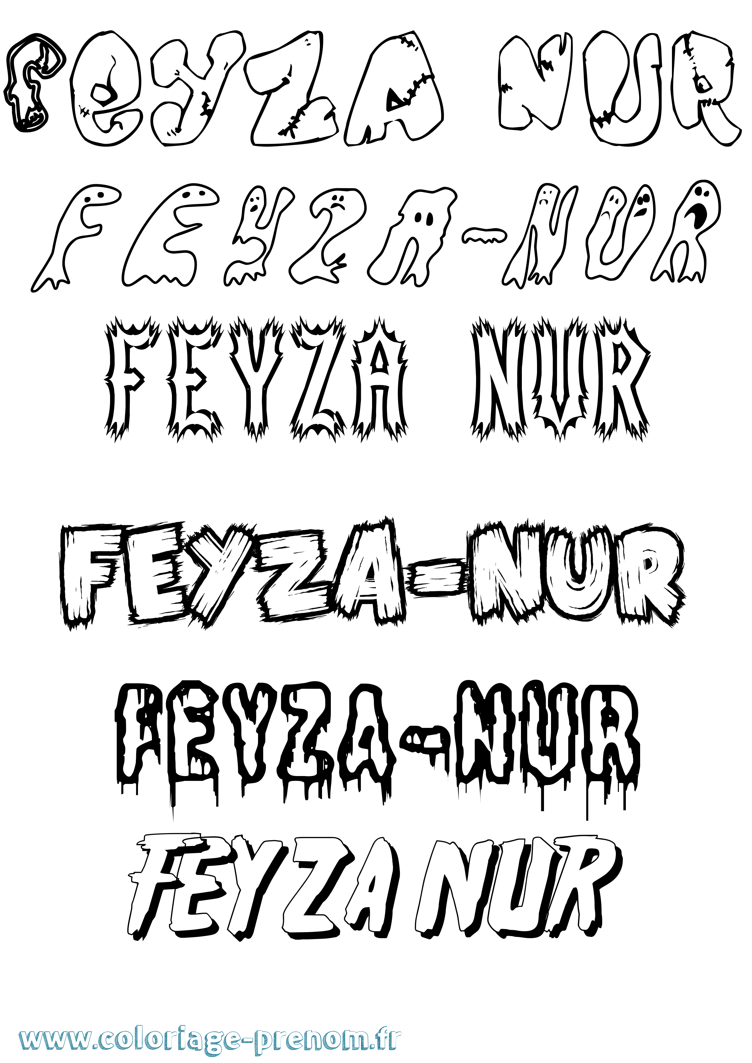 Coloriage prénom Feyza-Nur Frisson