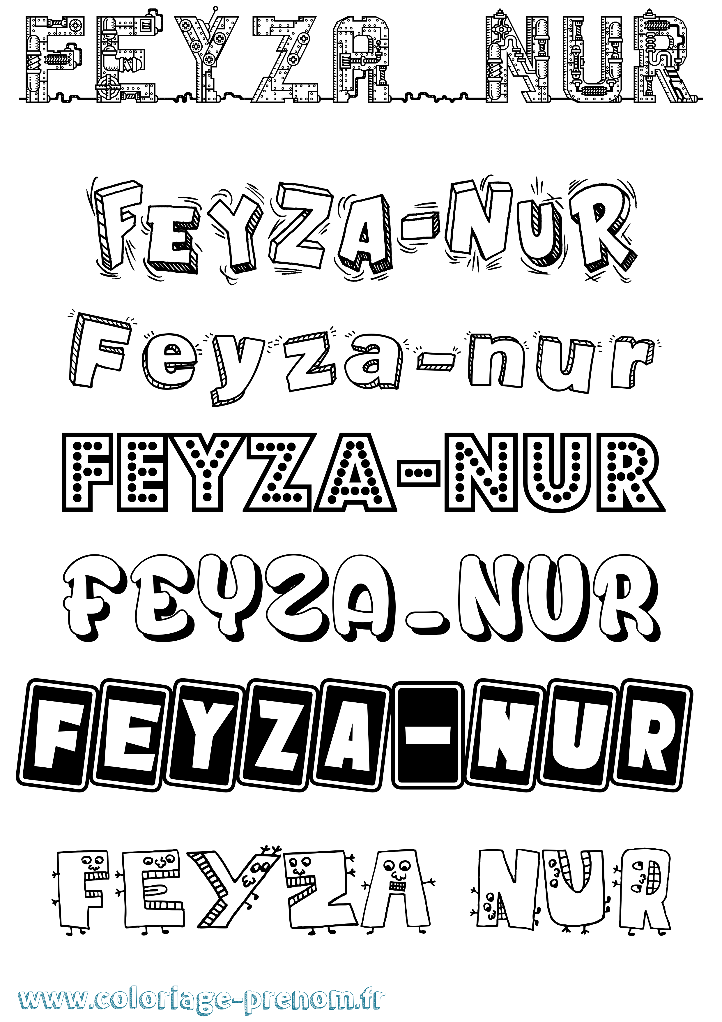Coloriage prénom Feyza-Nur Fun