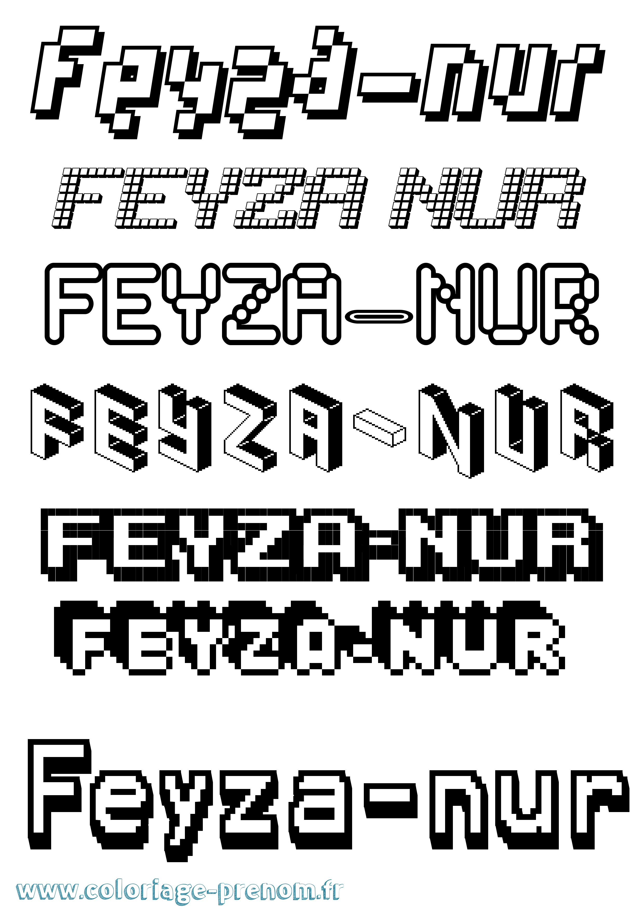 Coloriage prénom Feyza-Nur Pixel