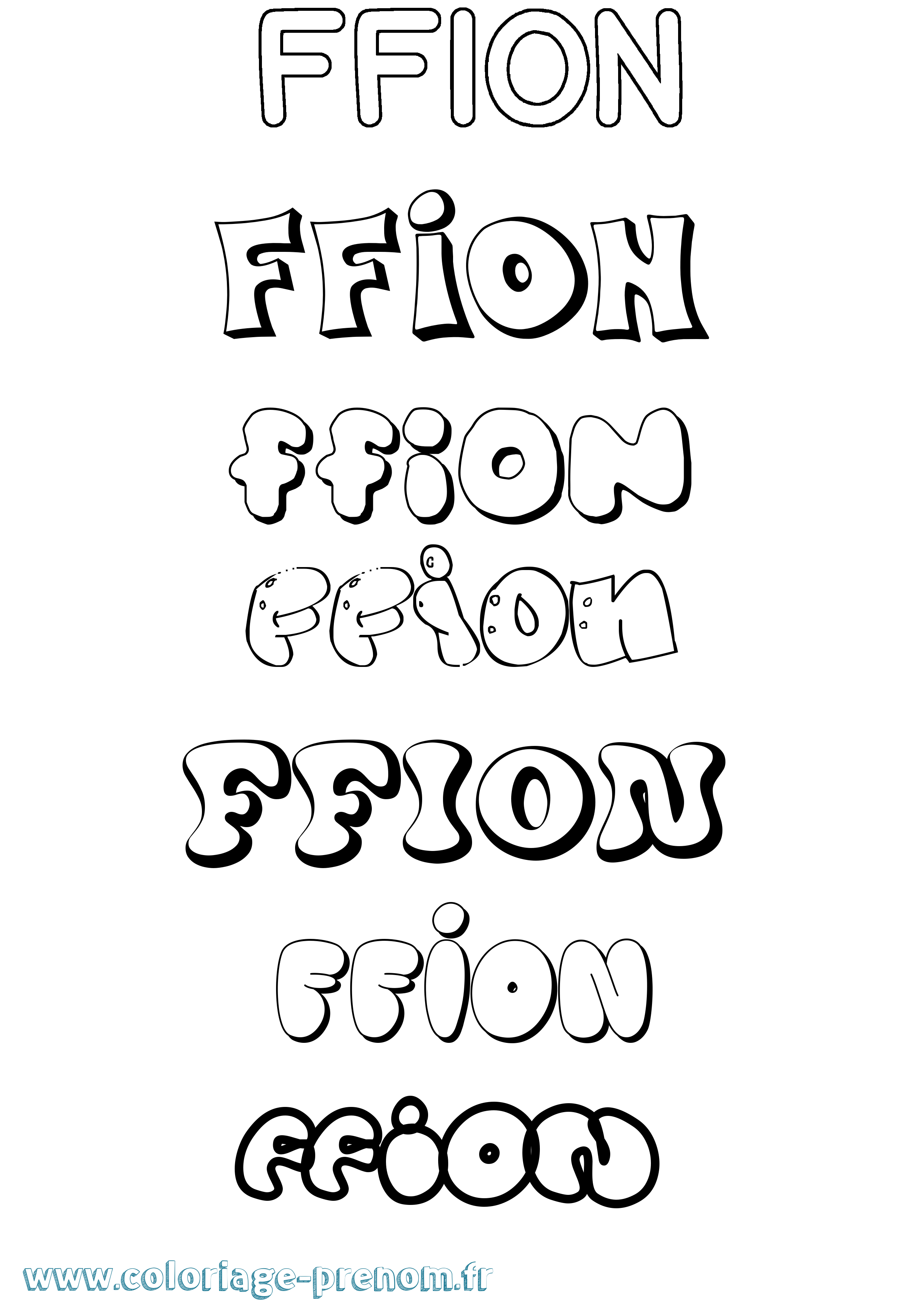 Coloriage prénom Ffion Bubble