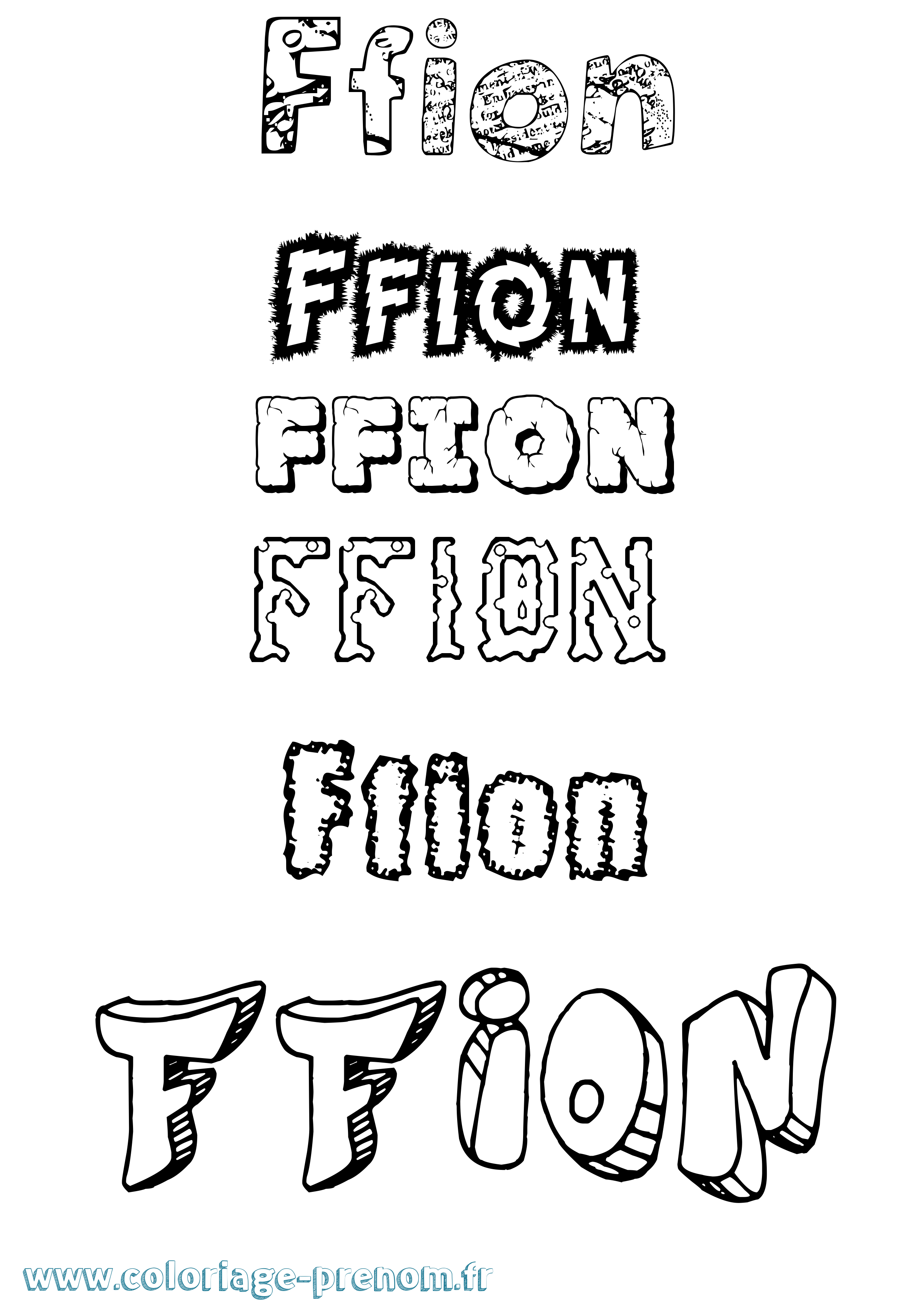 Coloriage prénom Ffion Destructuré