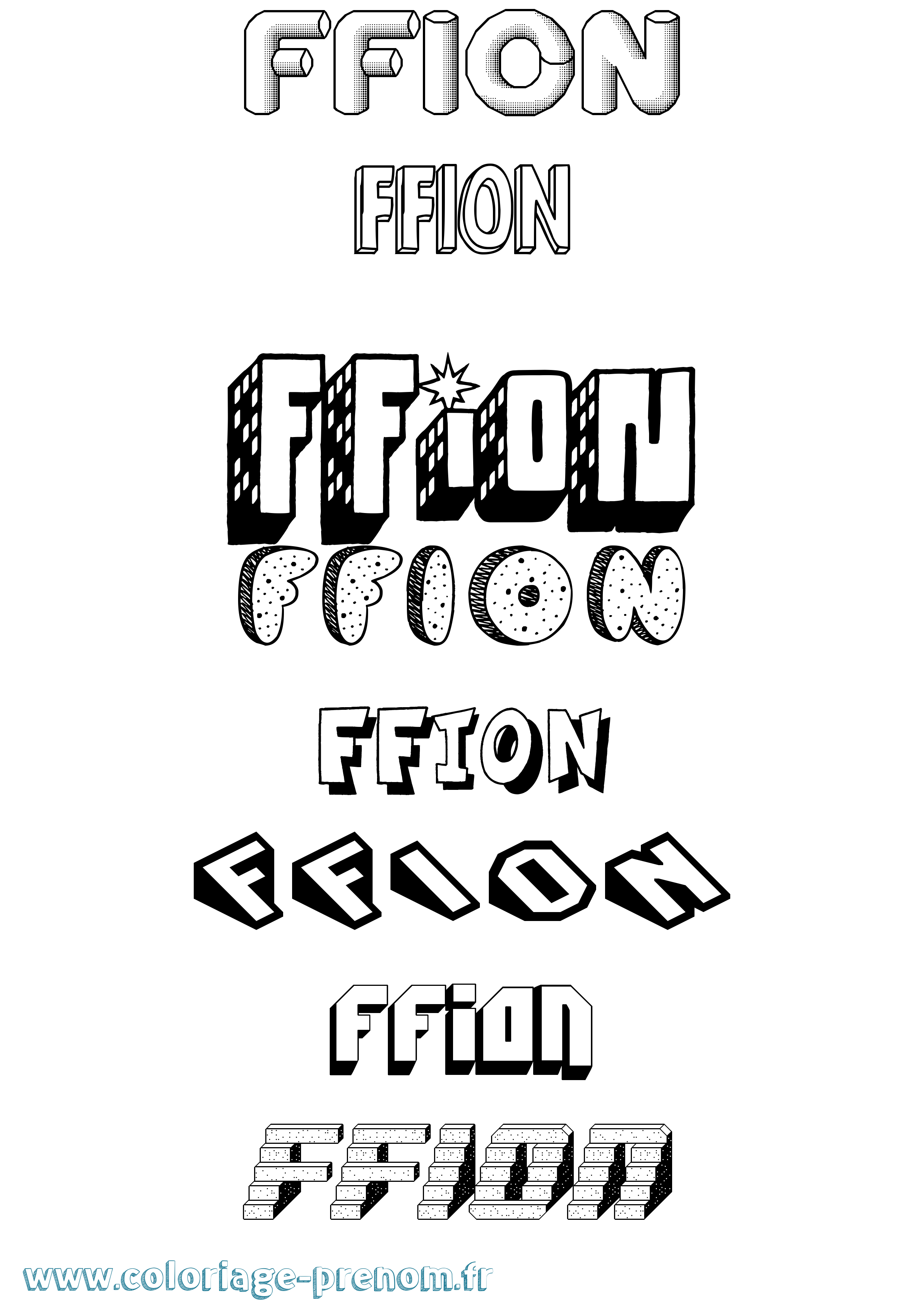 Coloriage prénom Ffion Effet 3D