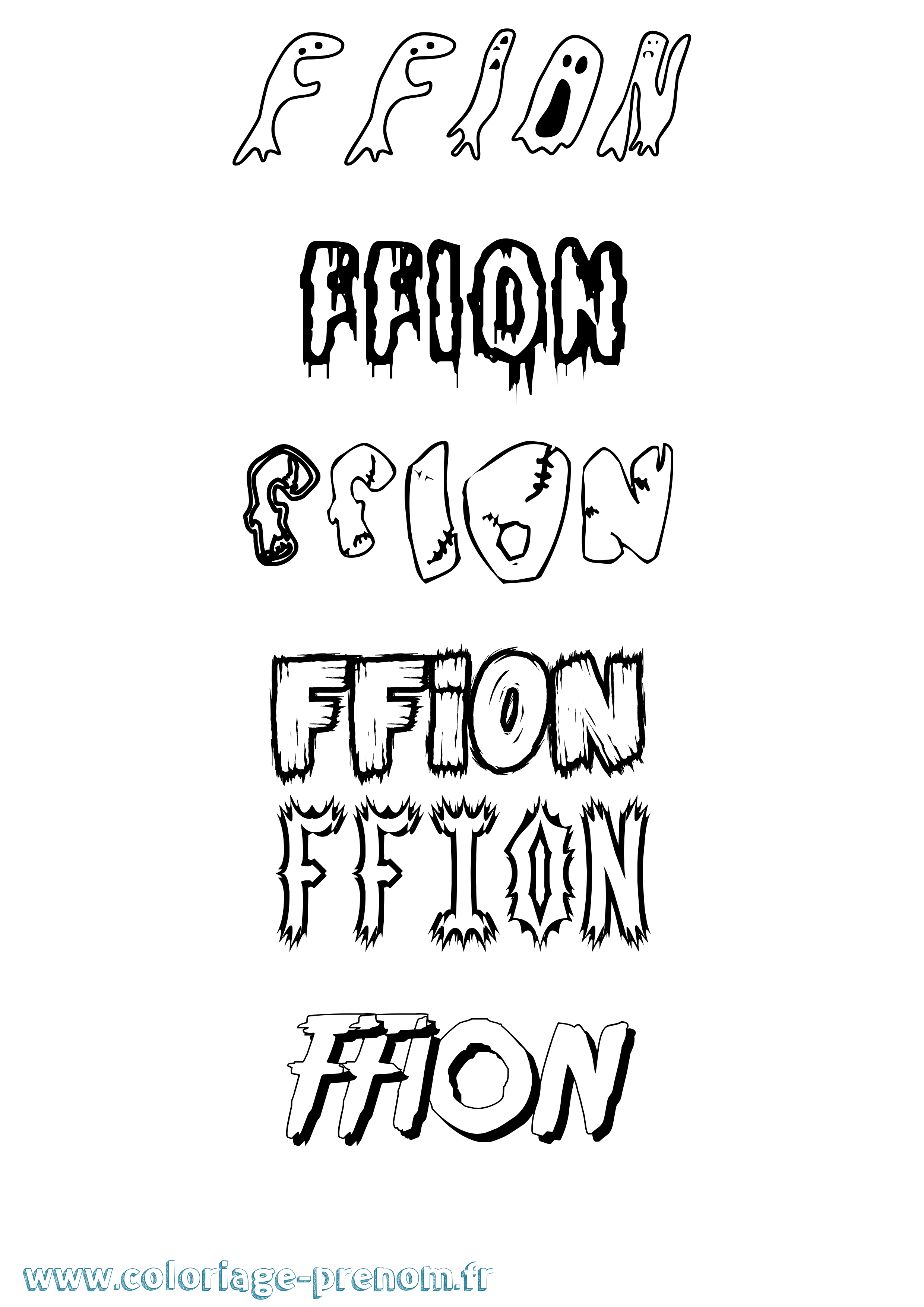 Coloriage prénom Ffion Frisson